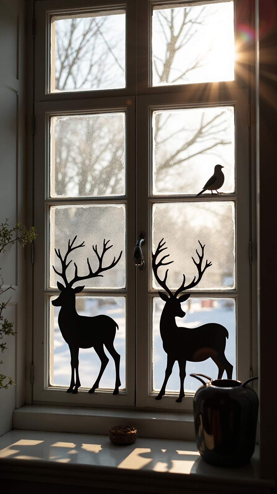 mesmerizing winter wildlife window silhouettes