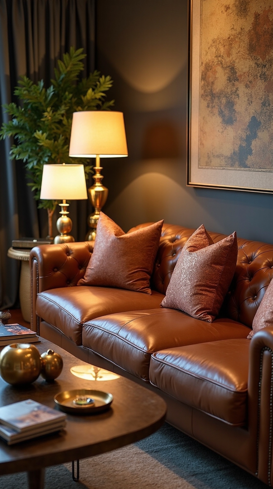 metallic accents complement rich browns