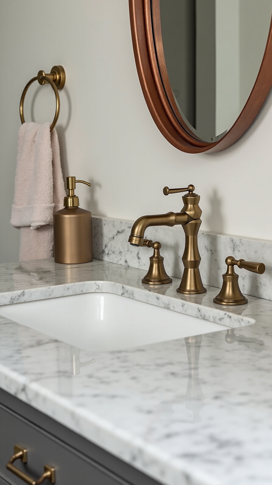 metallic accents enhance bathroom sophistication