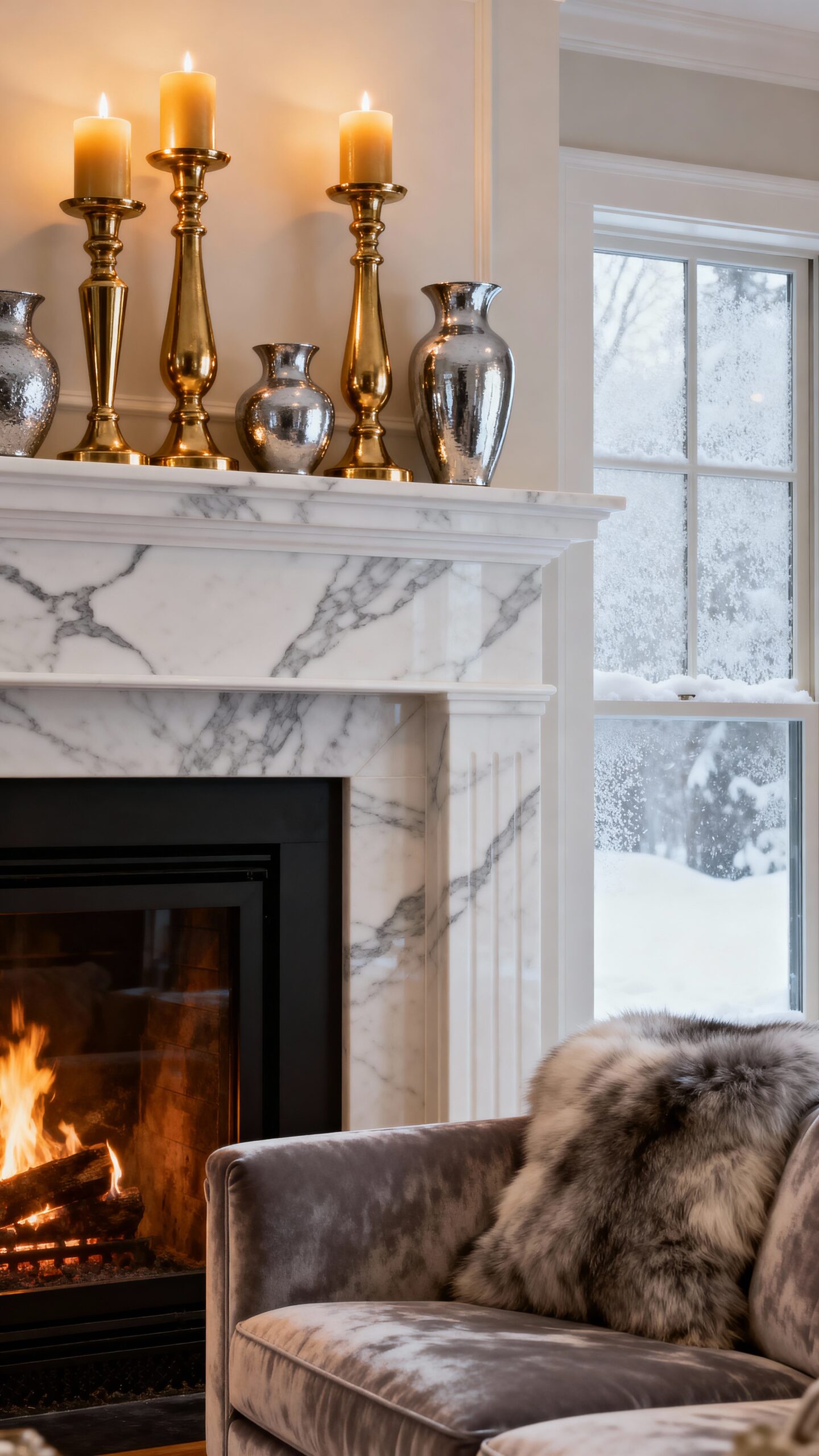 metallic accents enhance winter ambiance