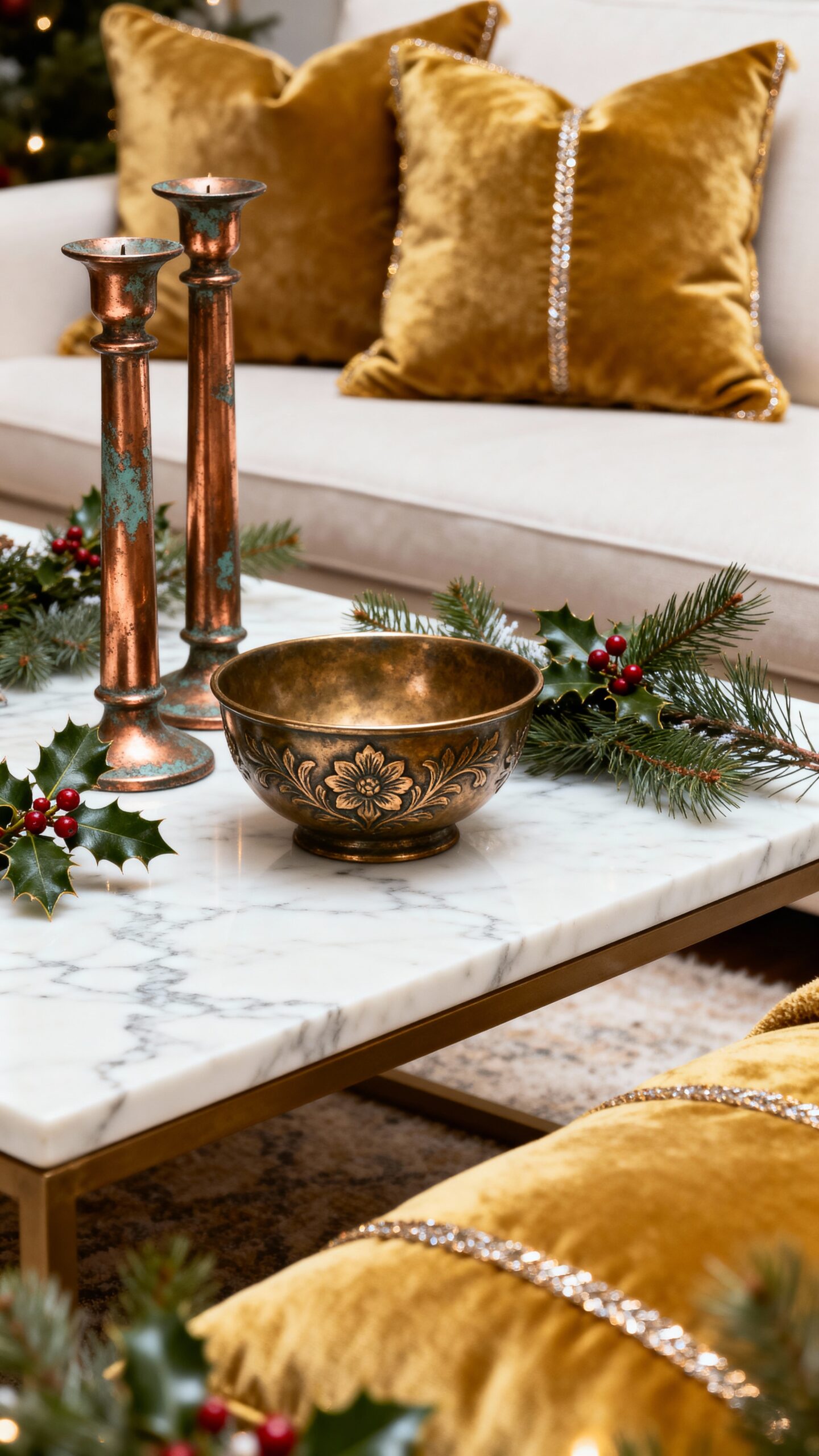 metallic accents warm winter decor