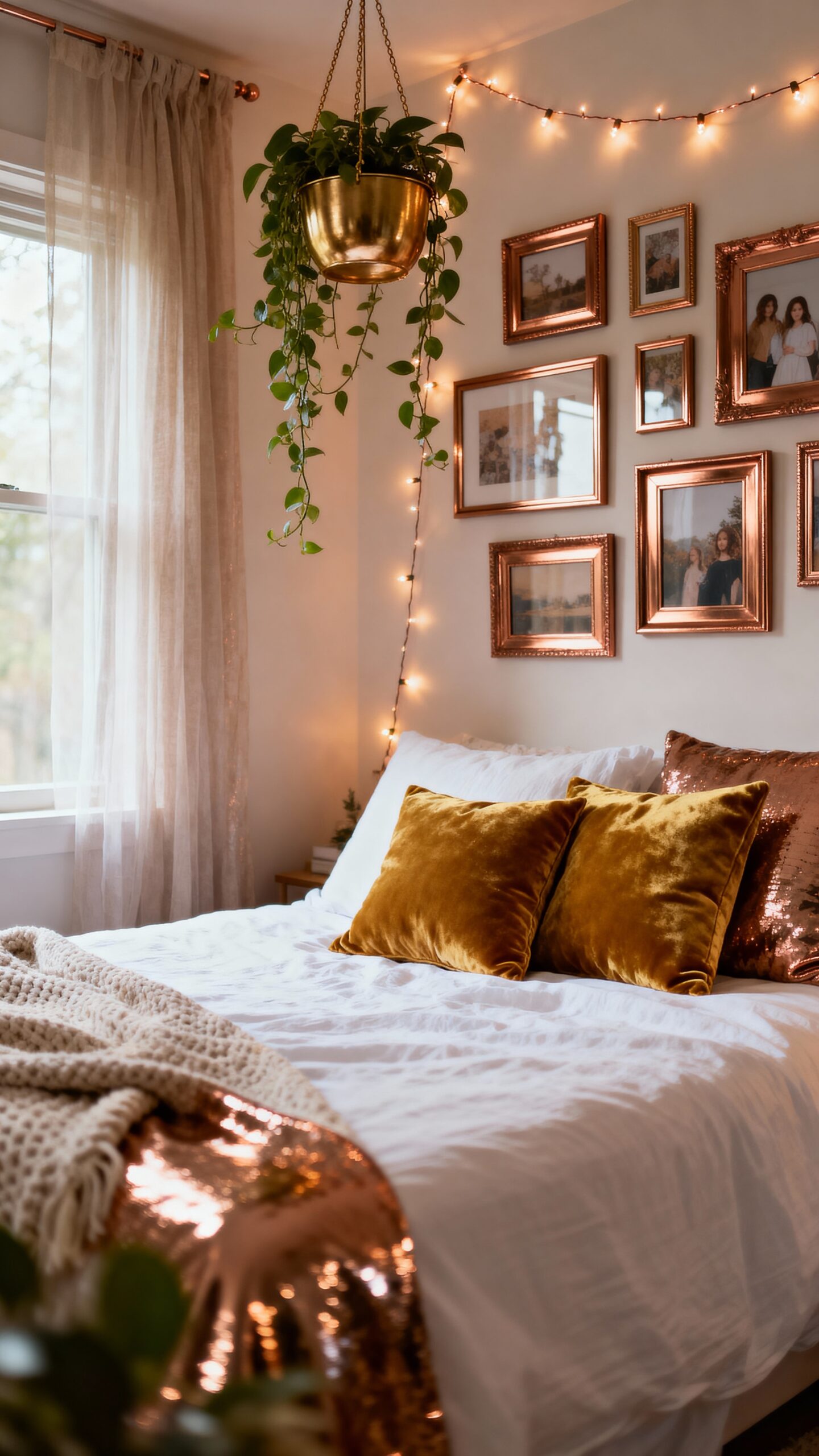 metallic boho bedroom accents