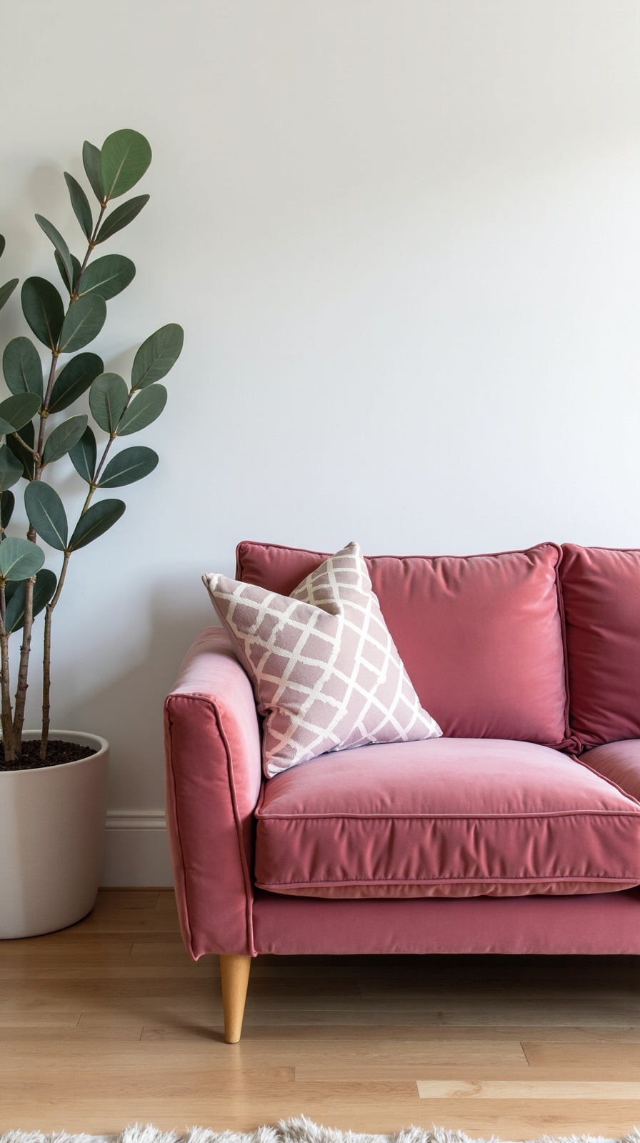 millennial pink scandinavian minimalist loveseat