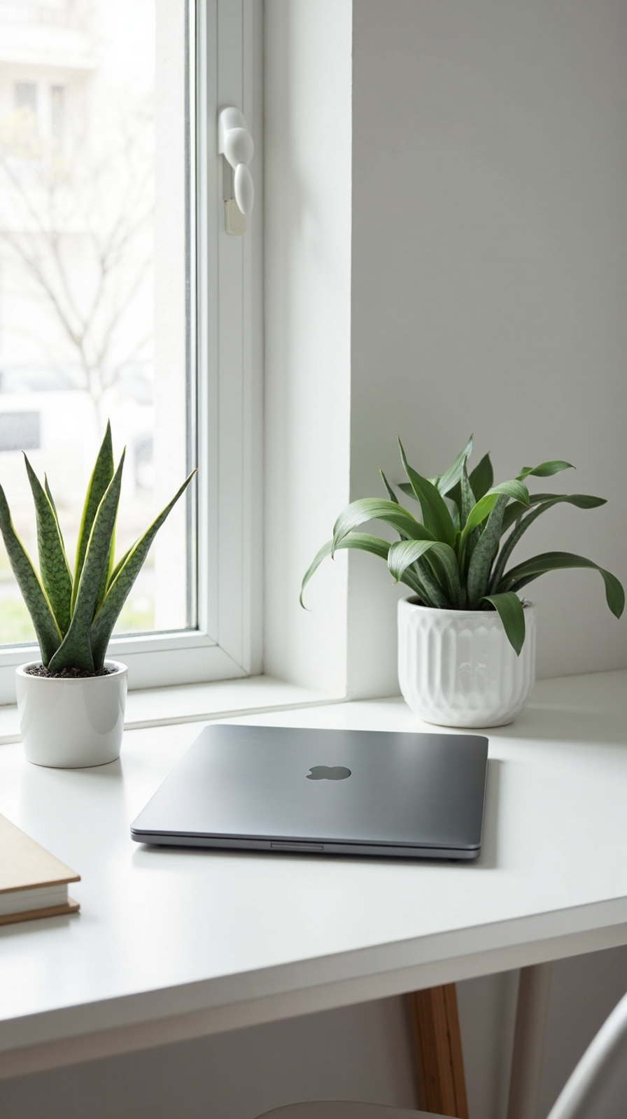 minimal natural air purifying uncluttered workspace