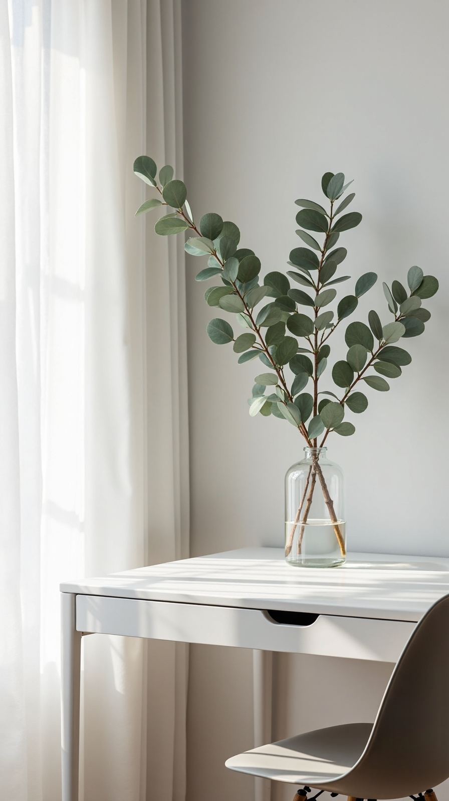 minimalist botany enhances scandinavian workspace