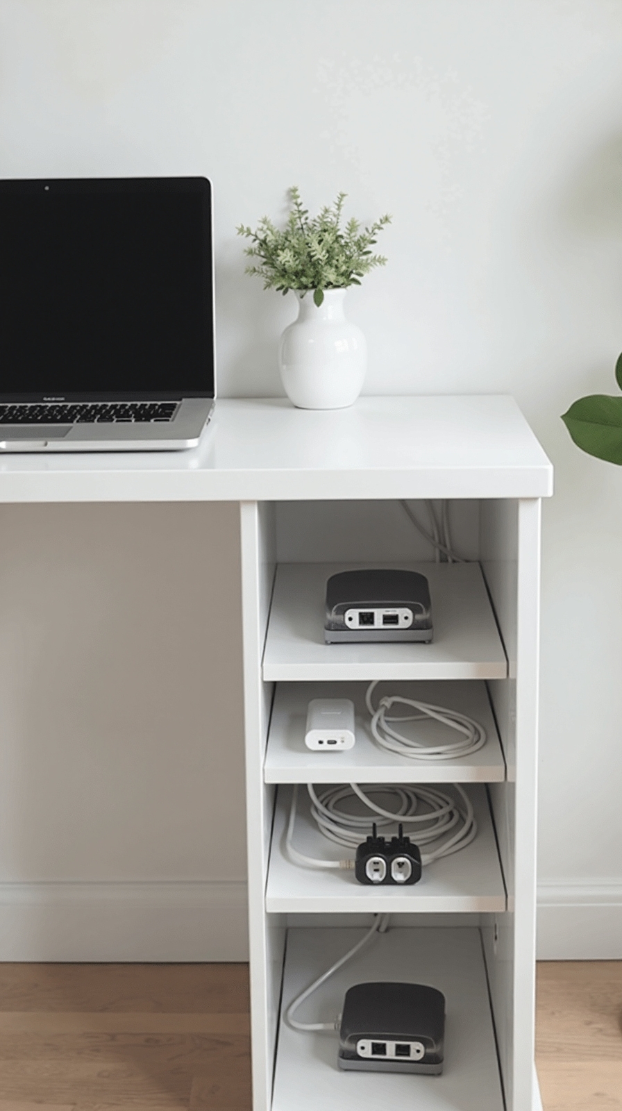minimalist desk cable containment systems