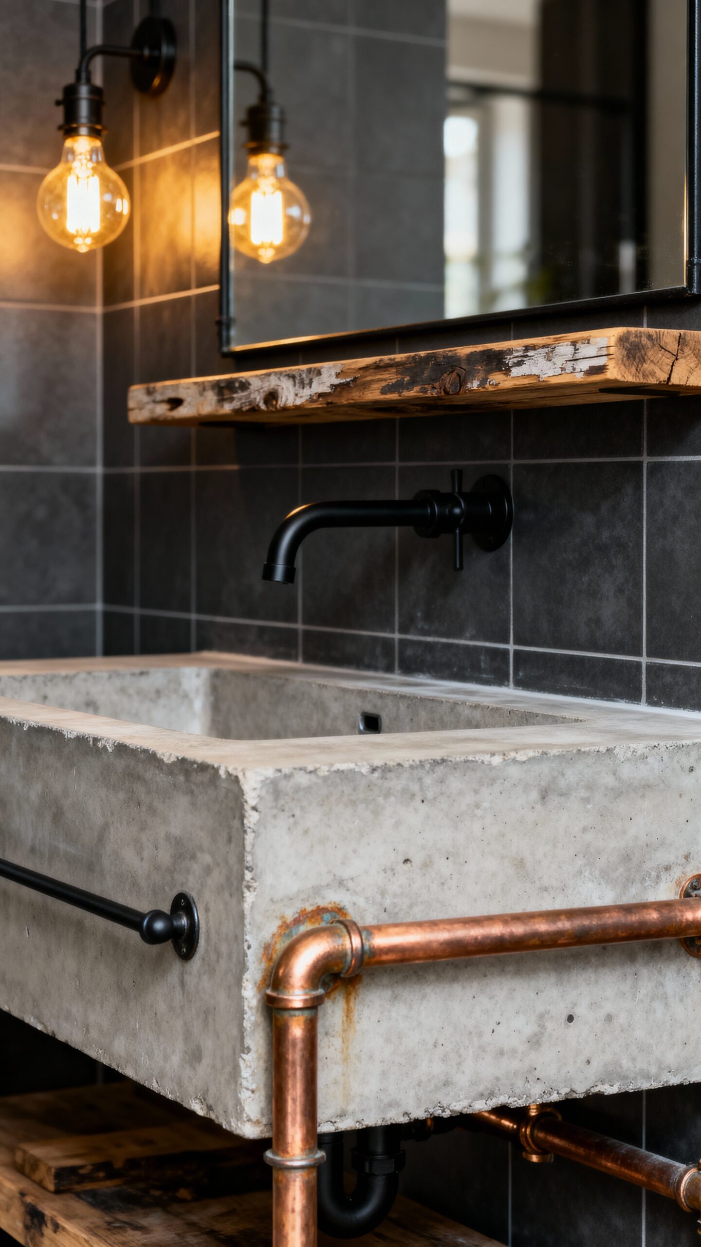 minimalist durable industrial inspired bathroom design