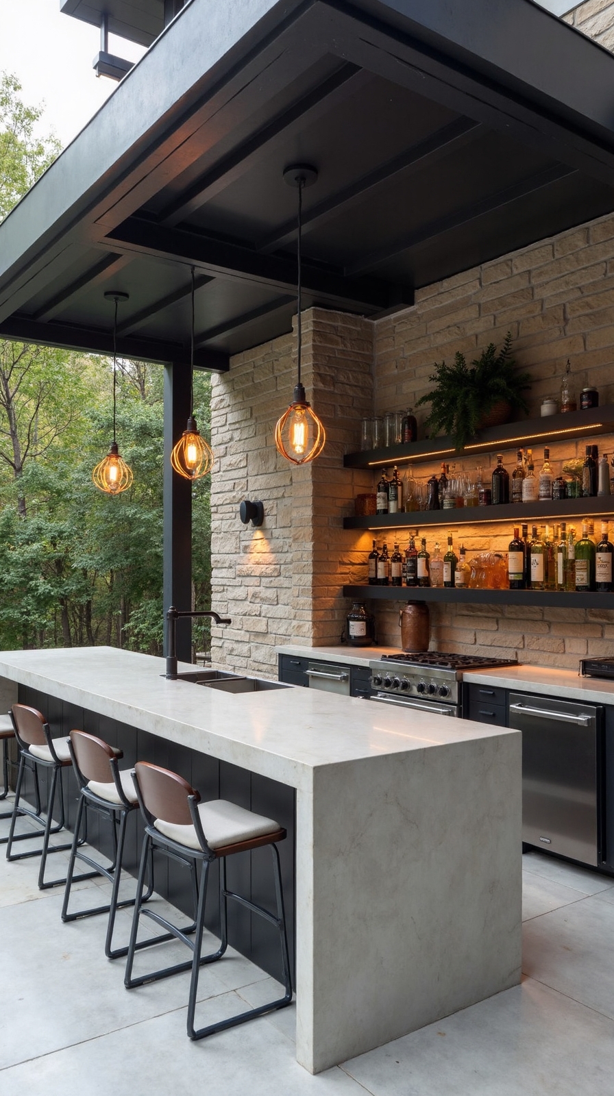 minimalist industrial concrete bar design