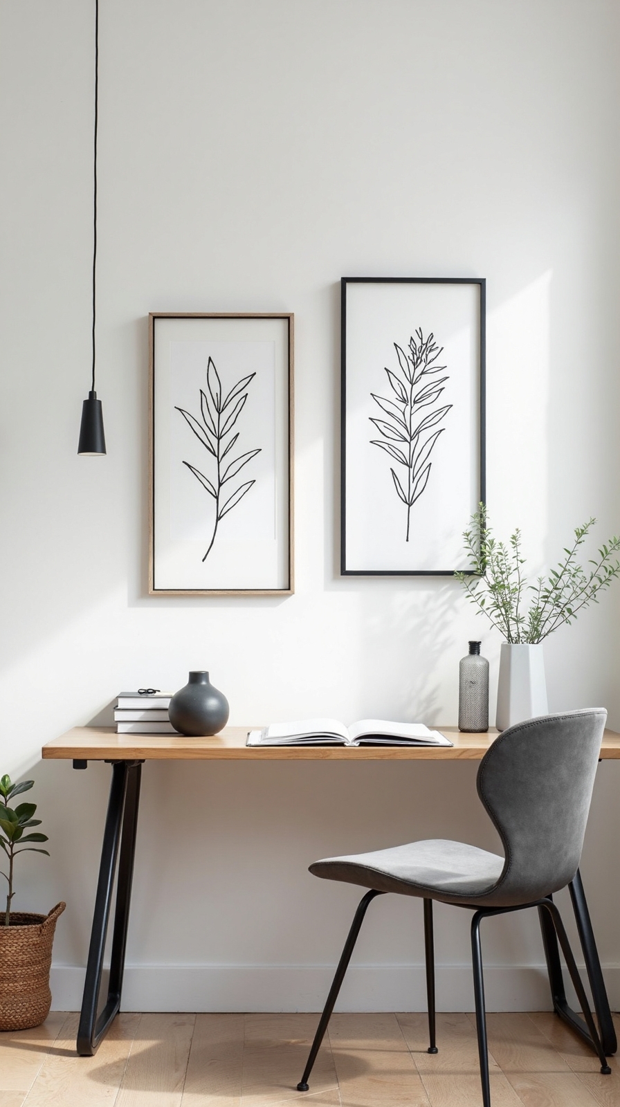 minimalist line art for focused workspace