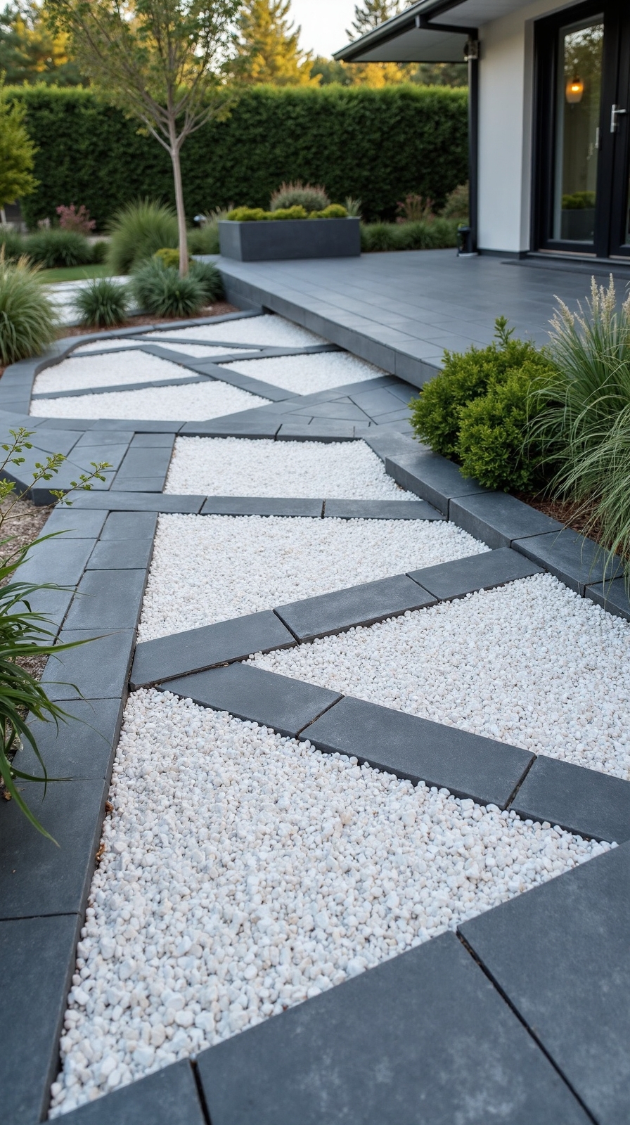 minimalist modern slate gravel contrast