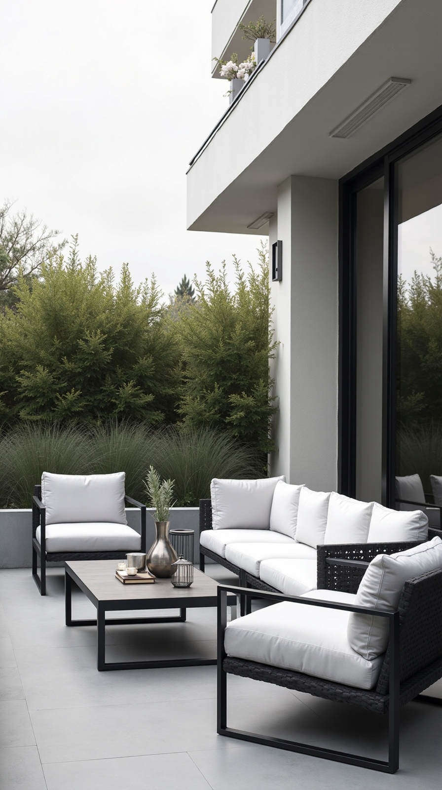minimalist monochrome outdoor sectional seating