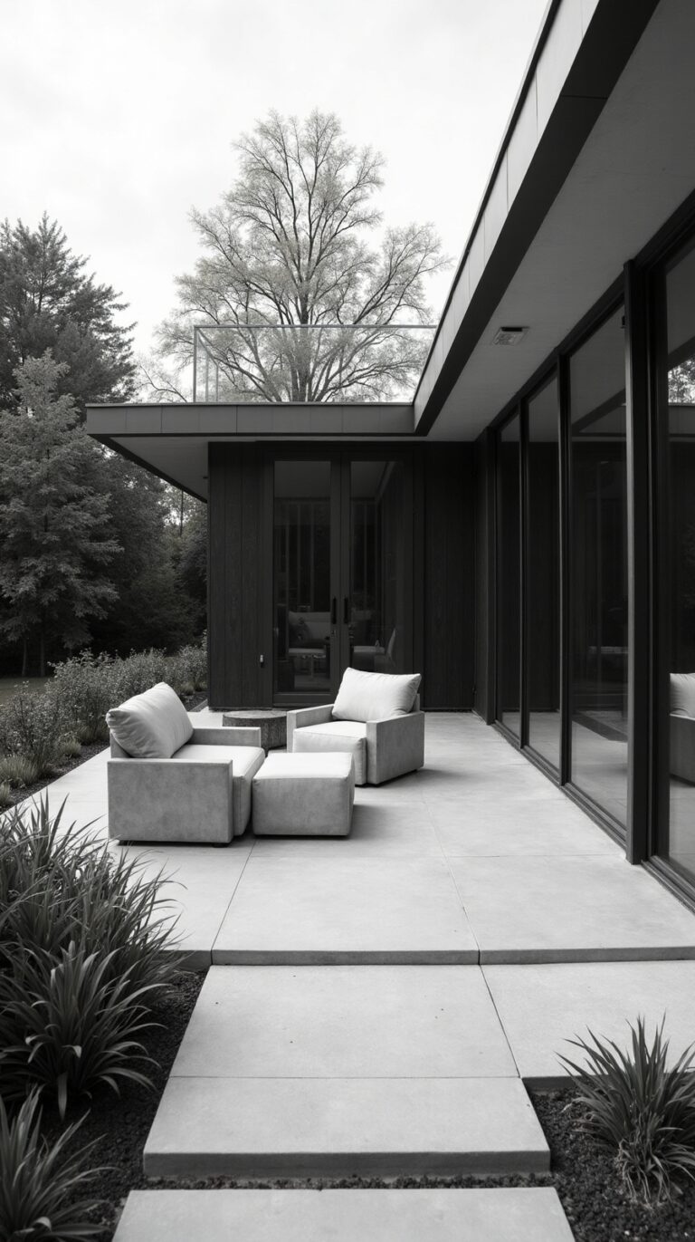 minimalist monochrome patio design ideas