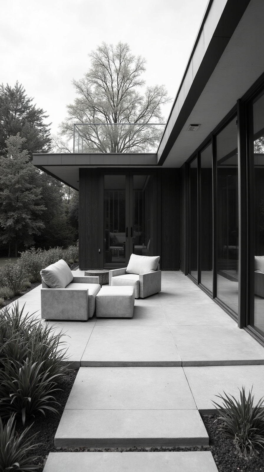 minimalist monochrome patio design ideas