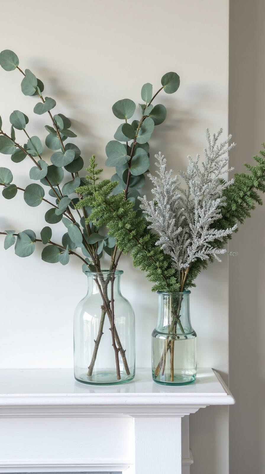minimalist nature inspired winter greenery displays