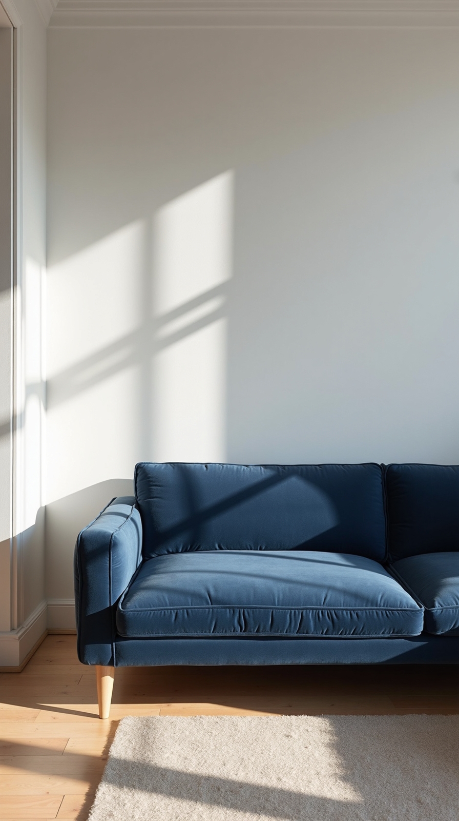 minimalist navy scandinavian living room