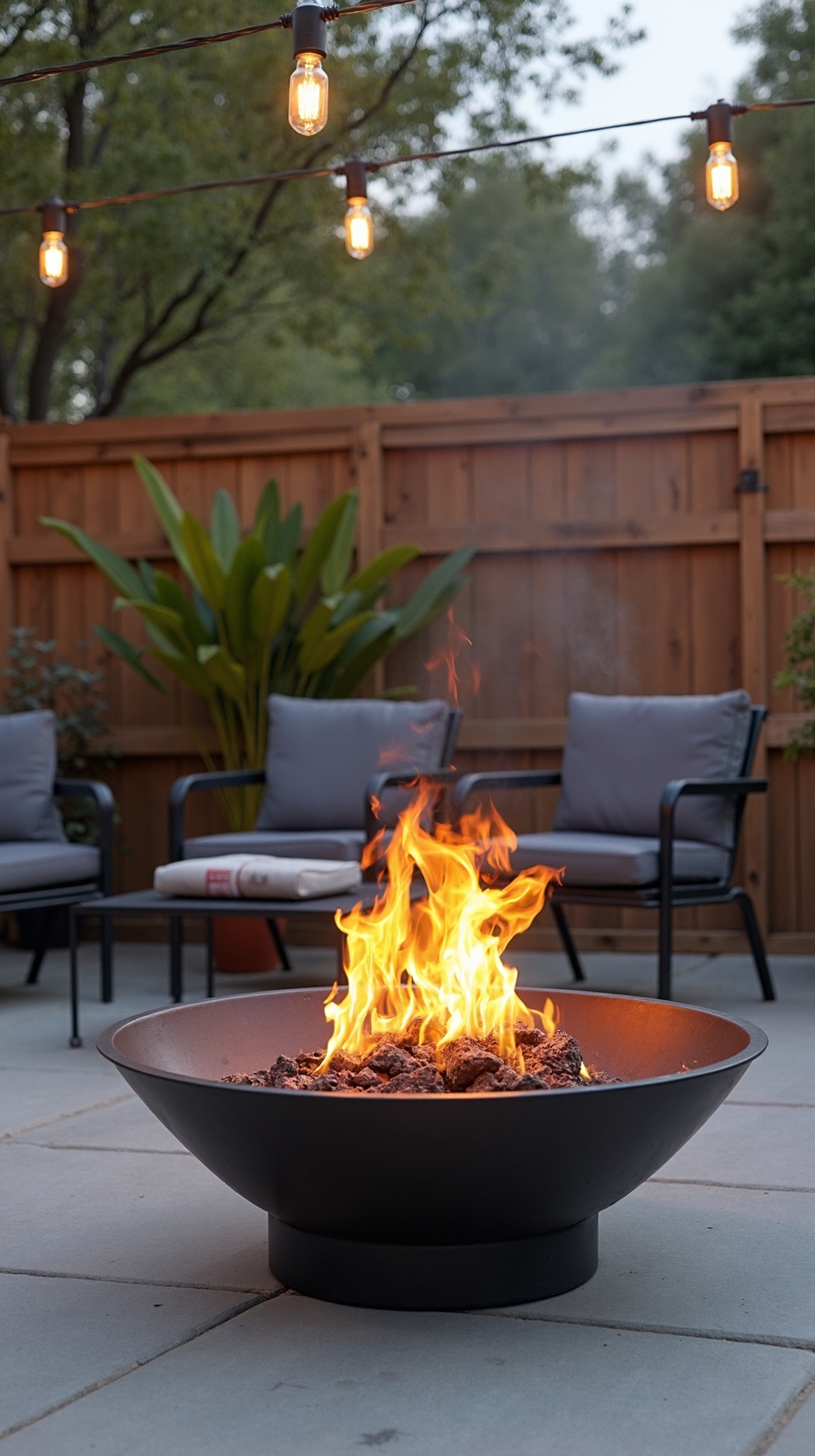 modern industrial pipe fire pit
