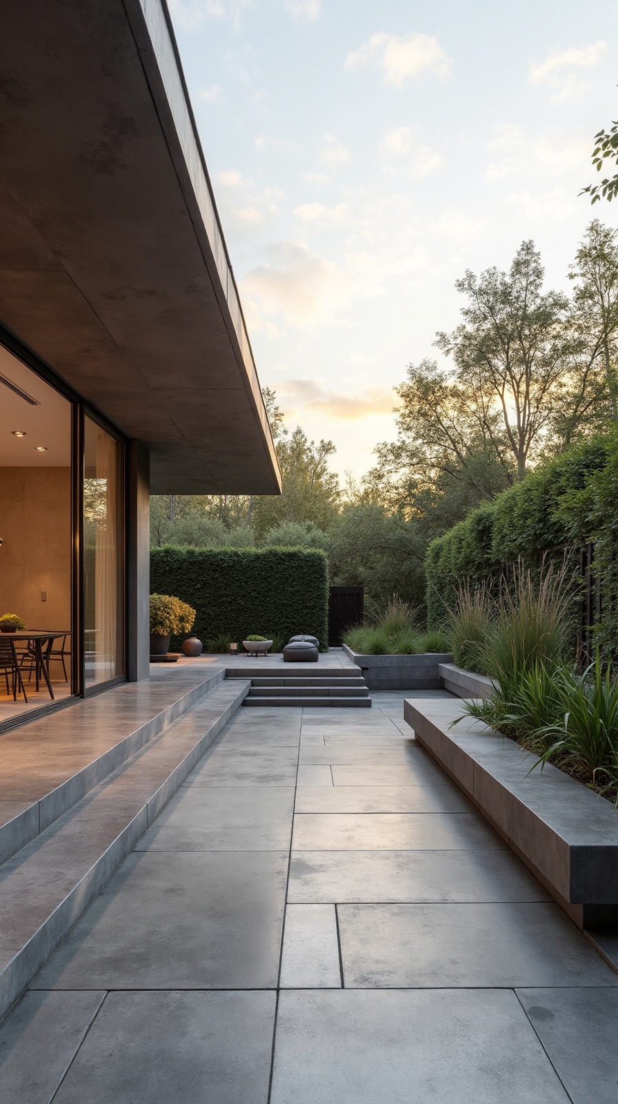 modern outdoor concrete patio