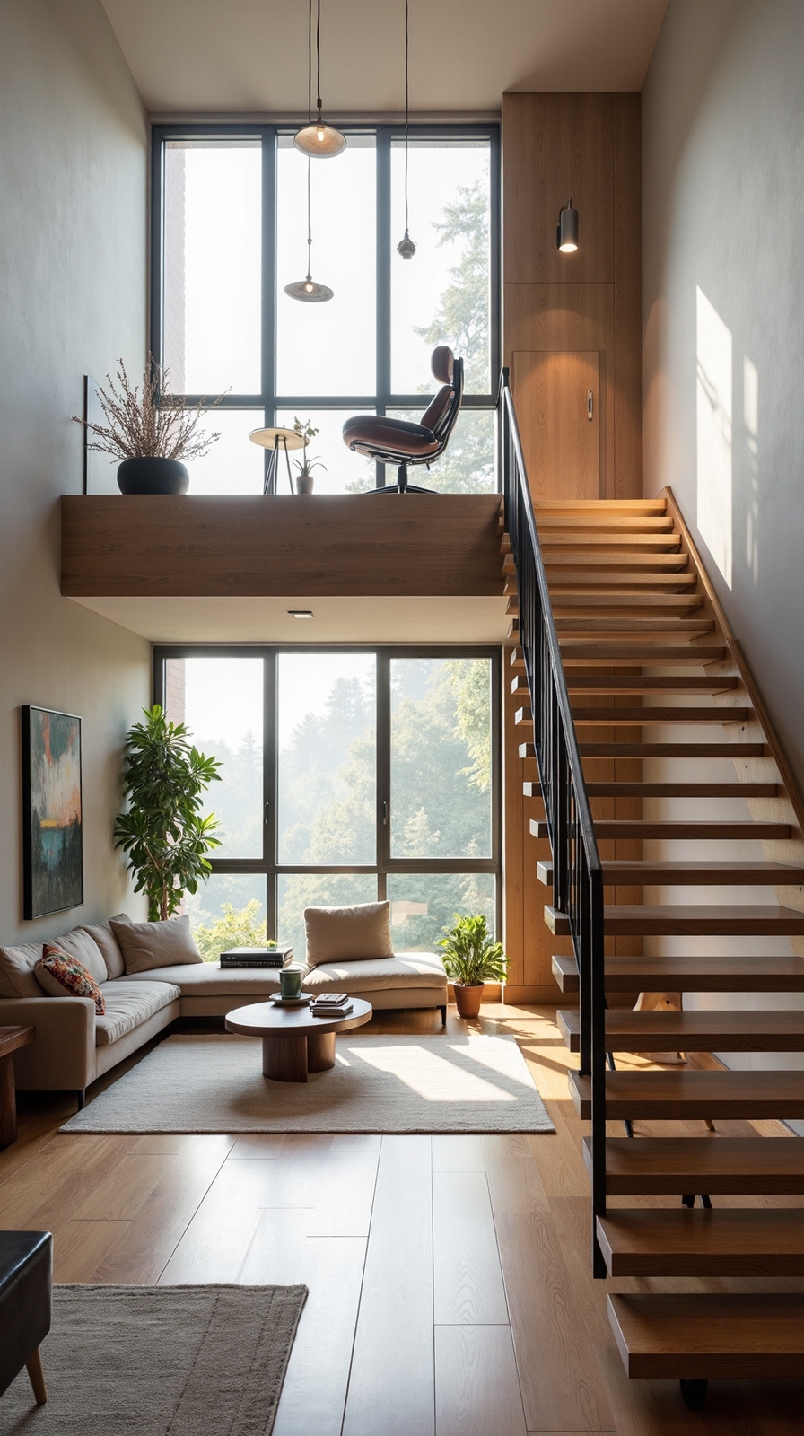 modular loft office above living space