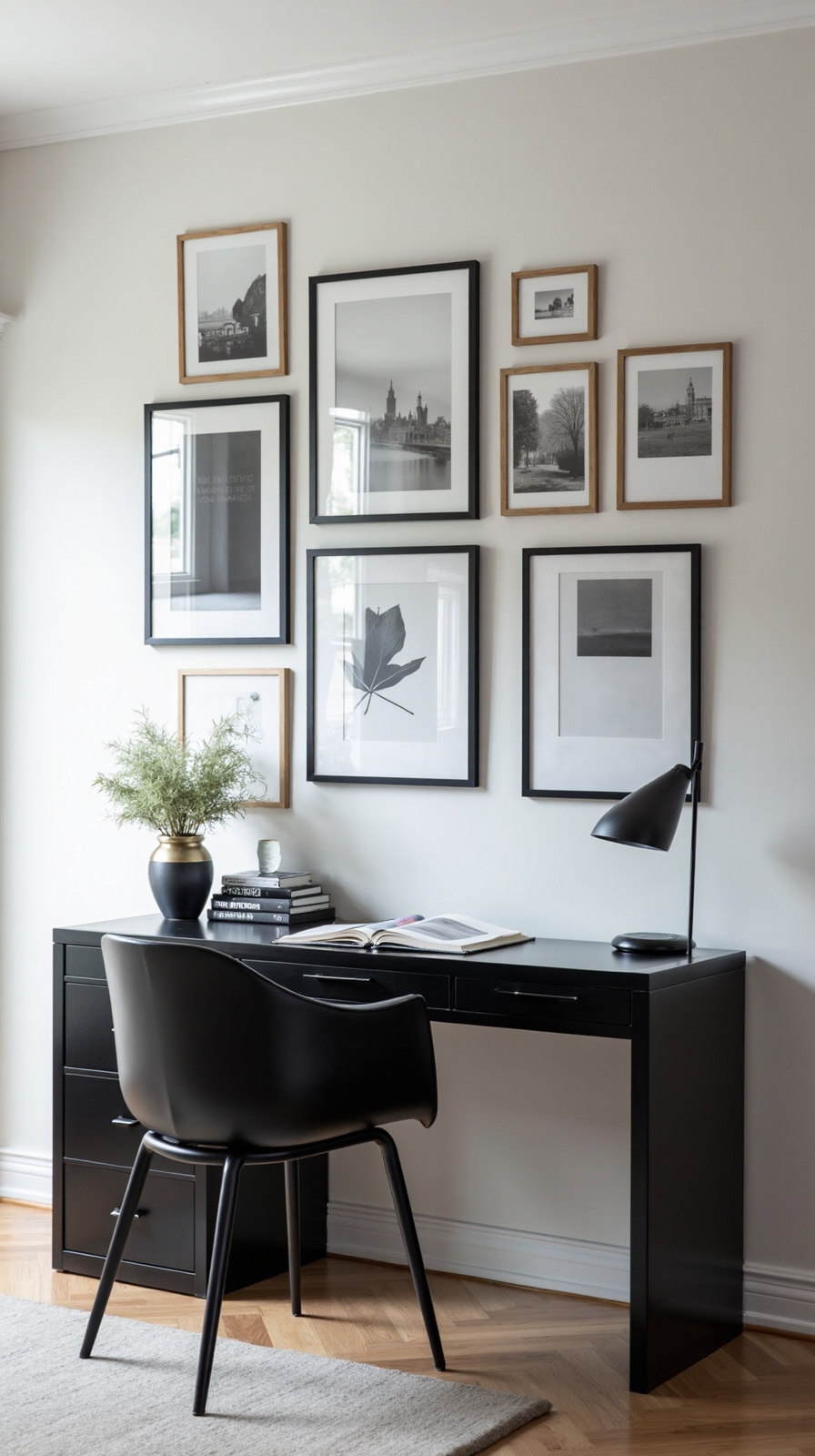 monochromatic gallery wall design elegance