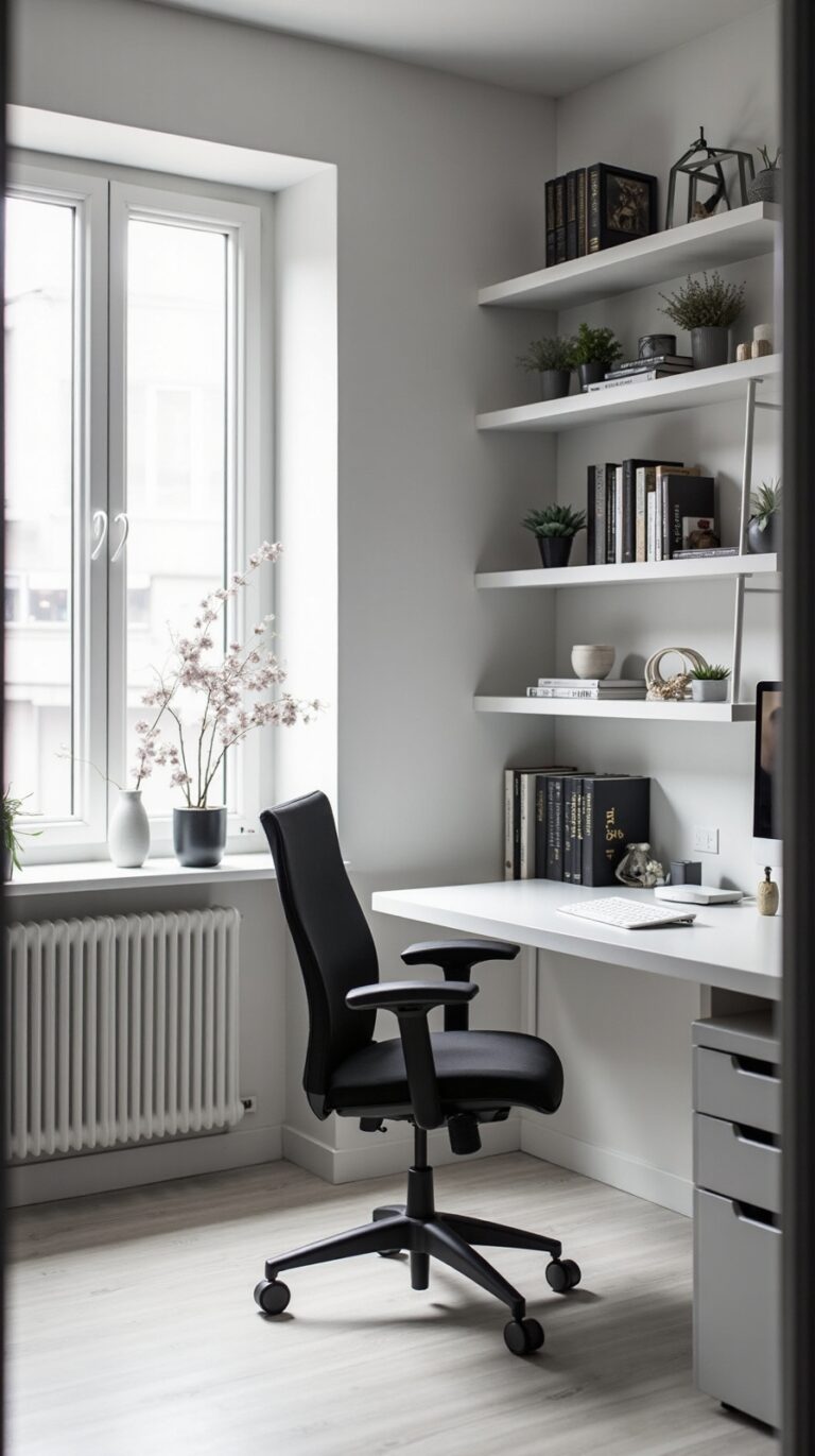 monochromatic minimalist home office inspiration