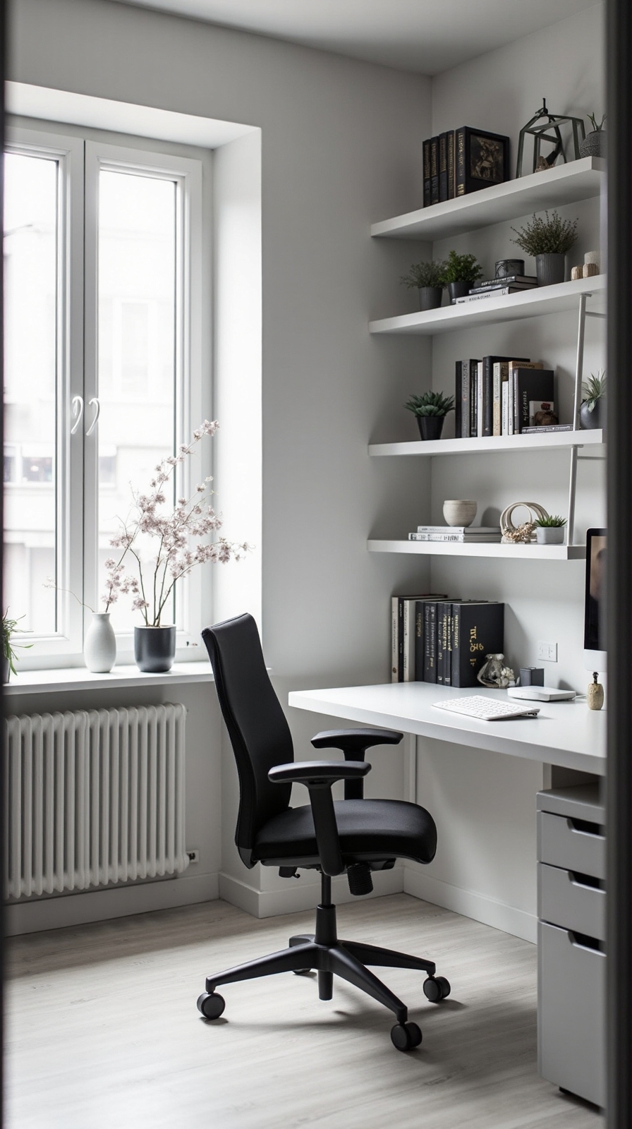 monochromatic minimalist home office inspiration