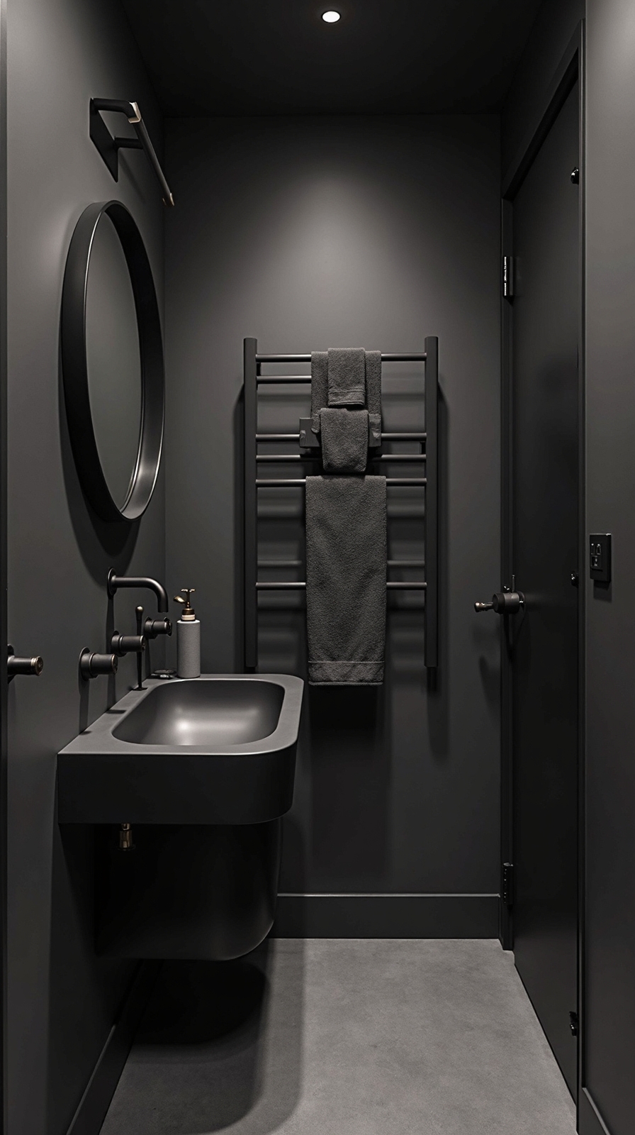 monochromatic sophisticated bathroom fixtures