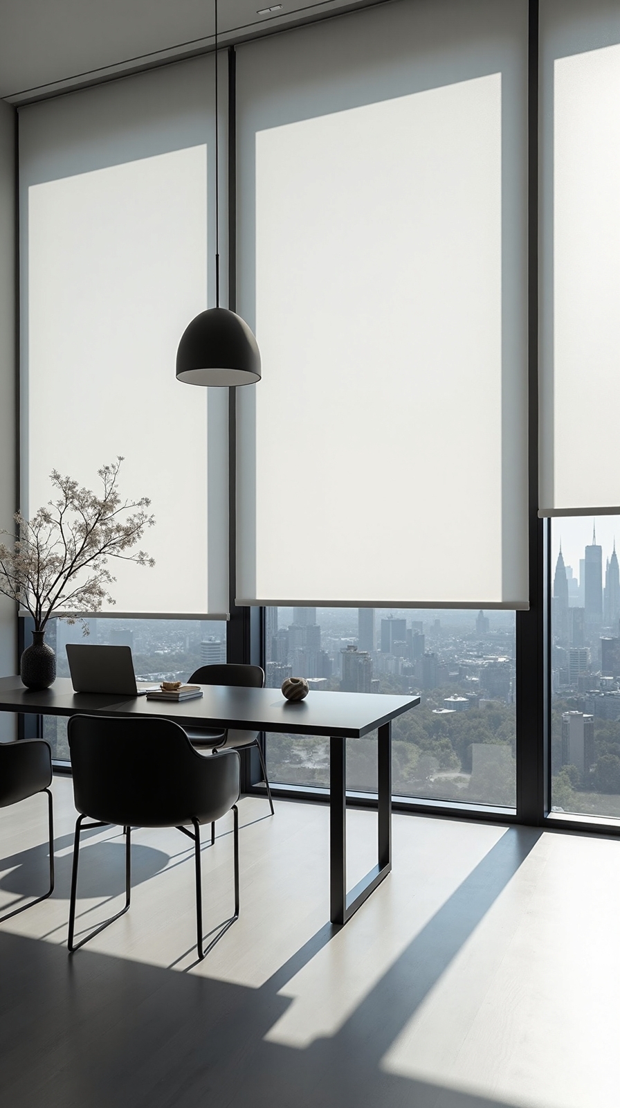 monochromatic window treatments natural light control