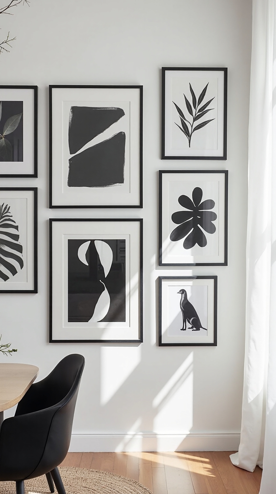 monochrome geometric minimalist gallery wall