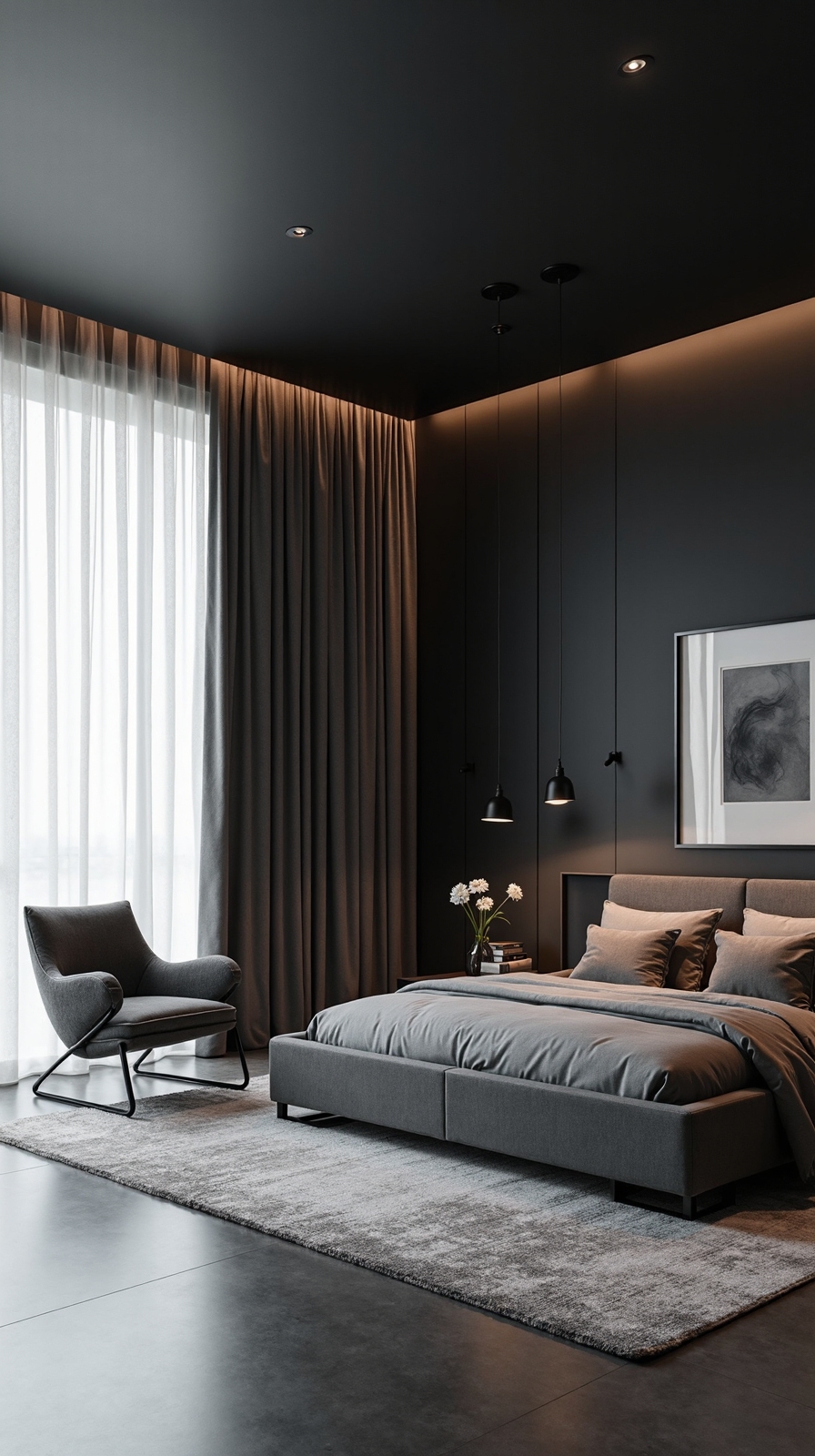 moody luxurious dramatic sophisticated bedroom retreat