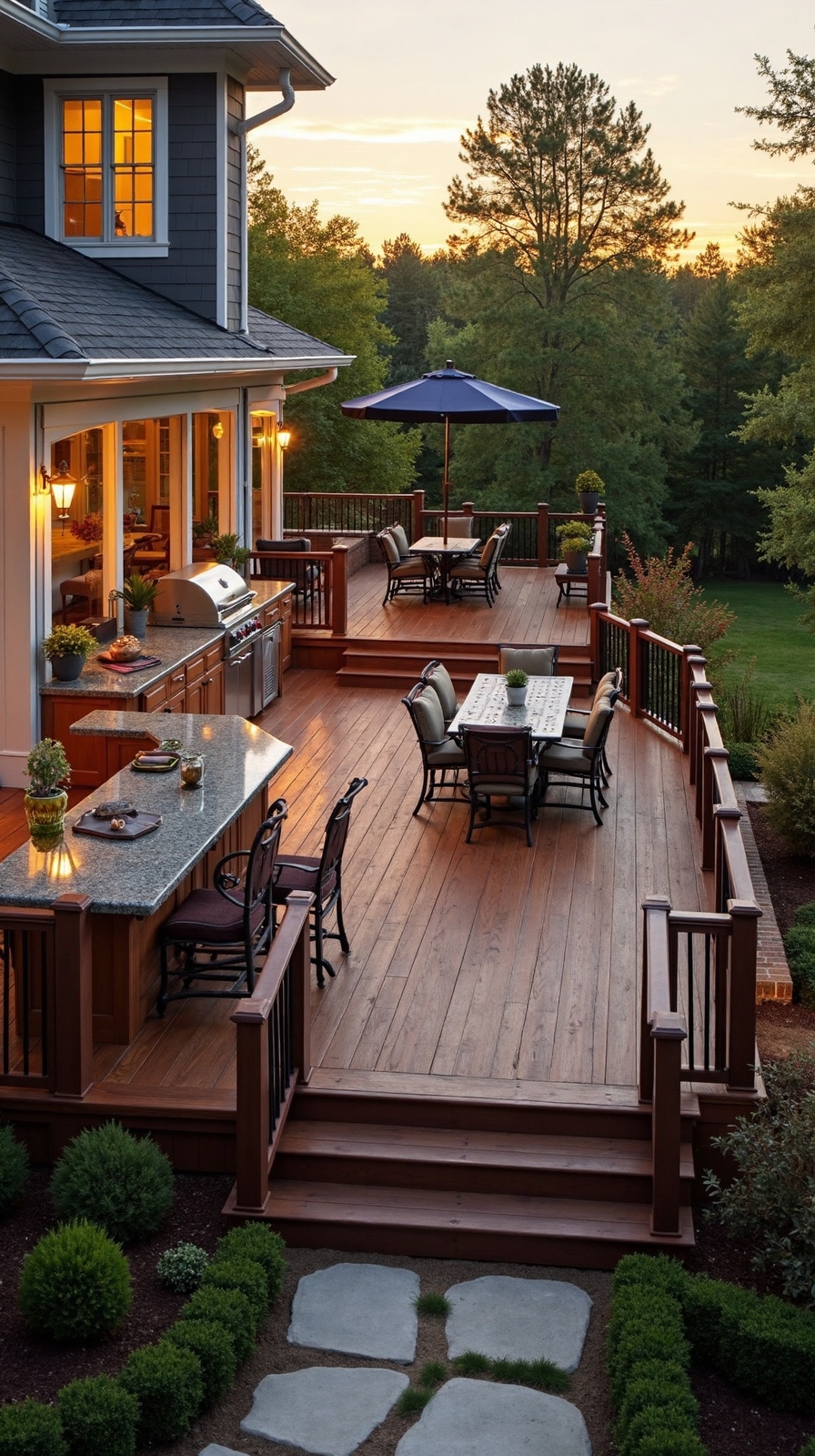 multi level cooking and dining oasis