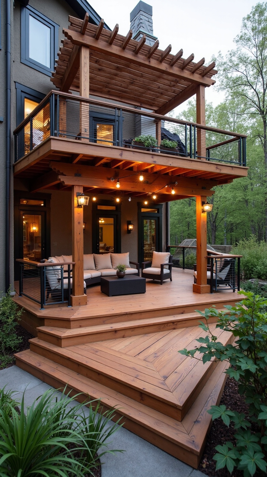 multi level decks with overhead protection