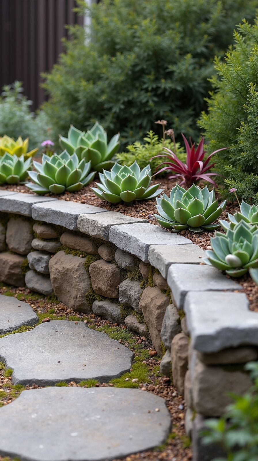 multifunctional curved flagstone seating walls