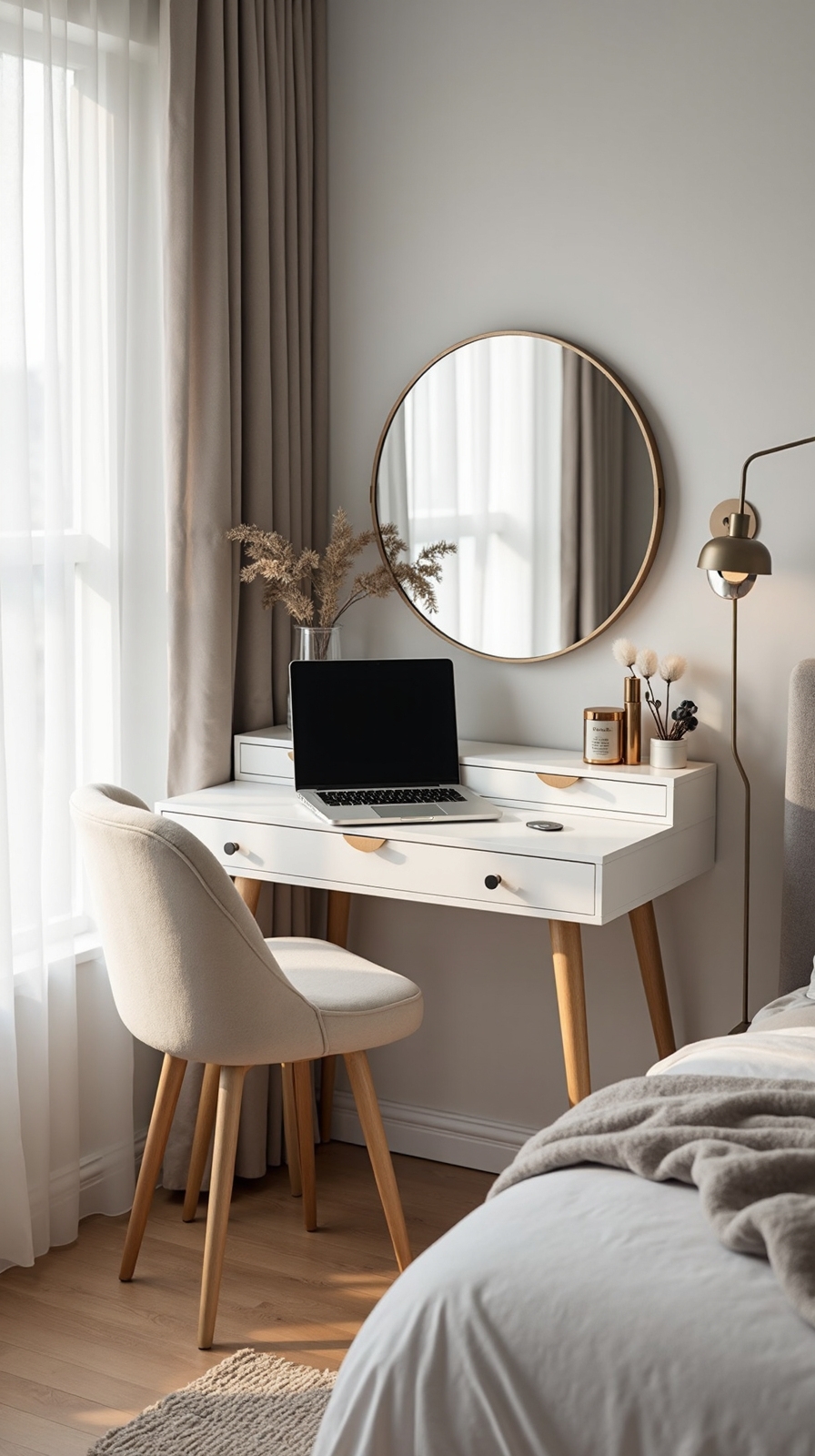 multifunctional desk for work and vanity