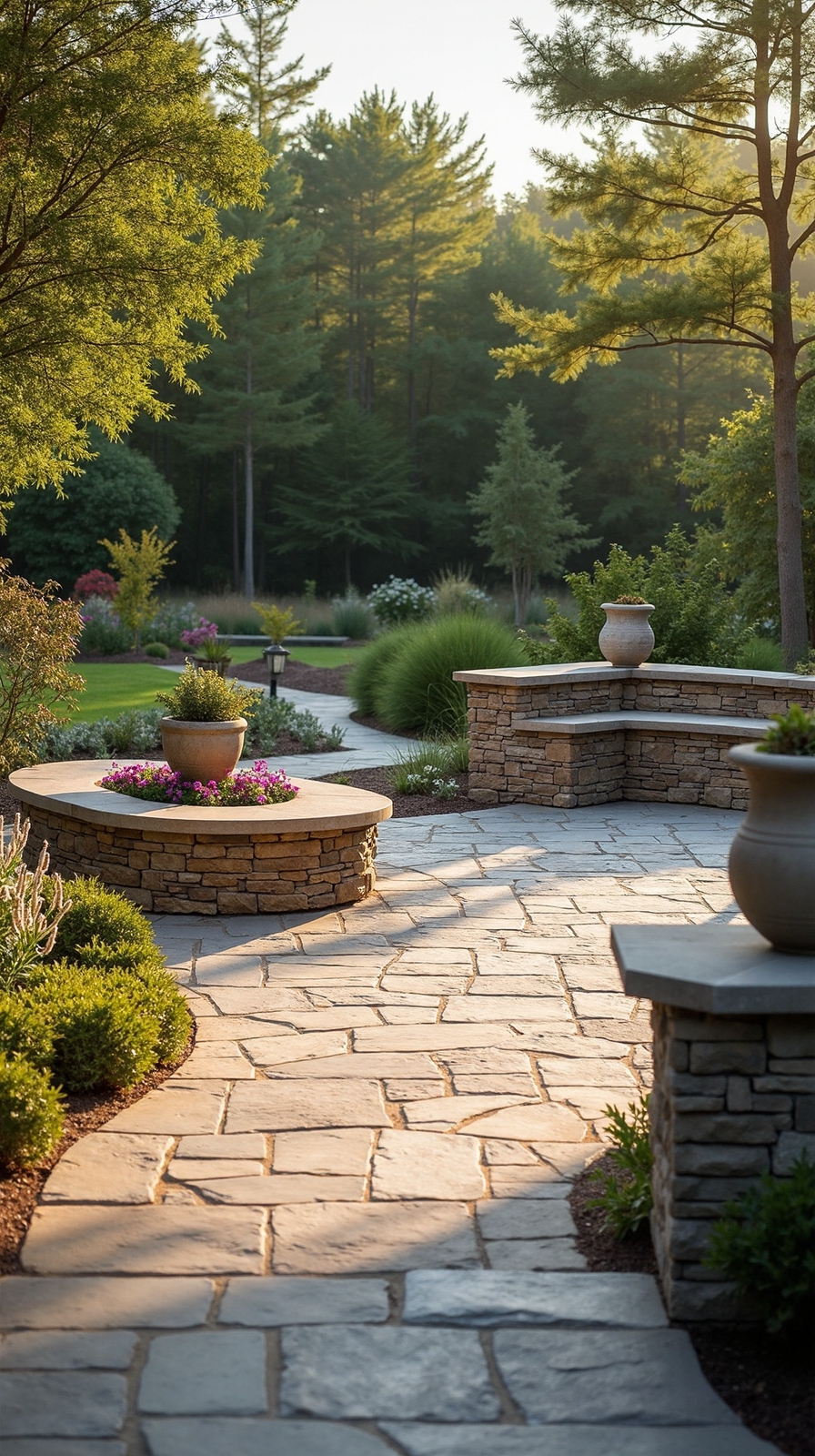 multifunctional natural stone patio seating