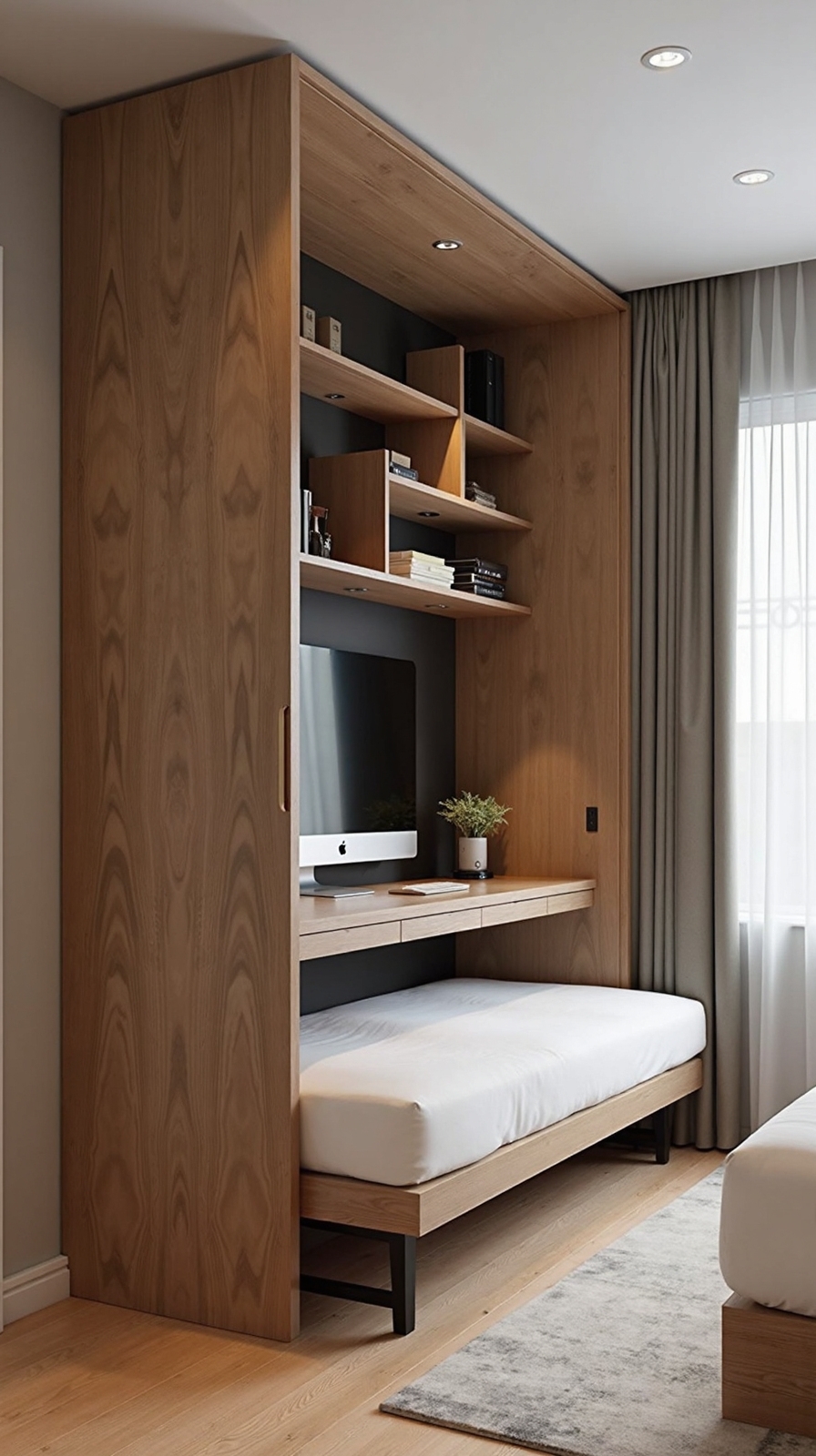 multifunctional room divider with hidden bed