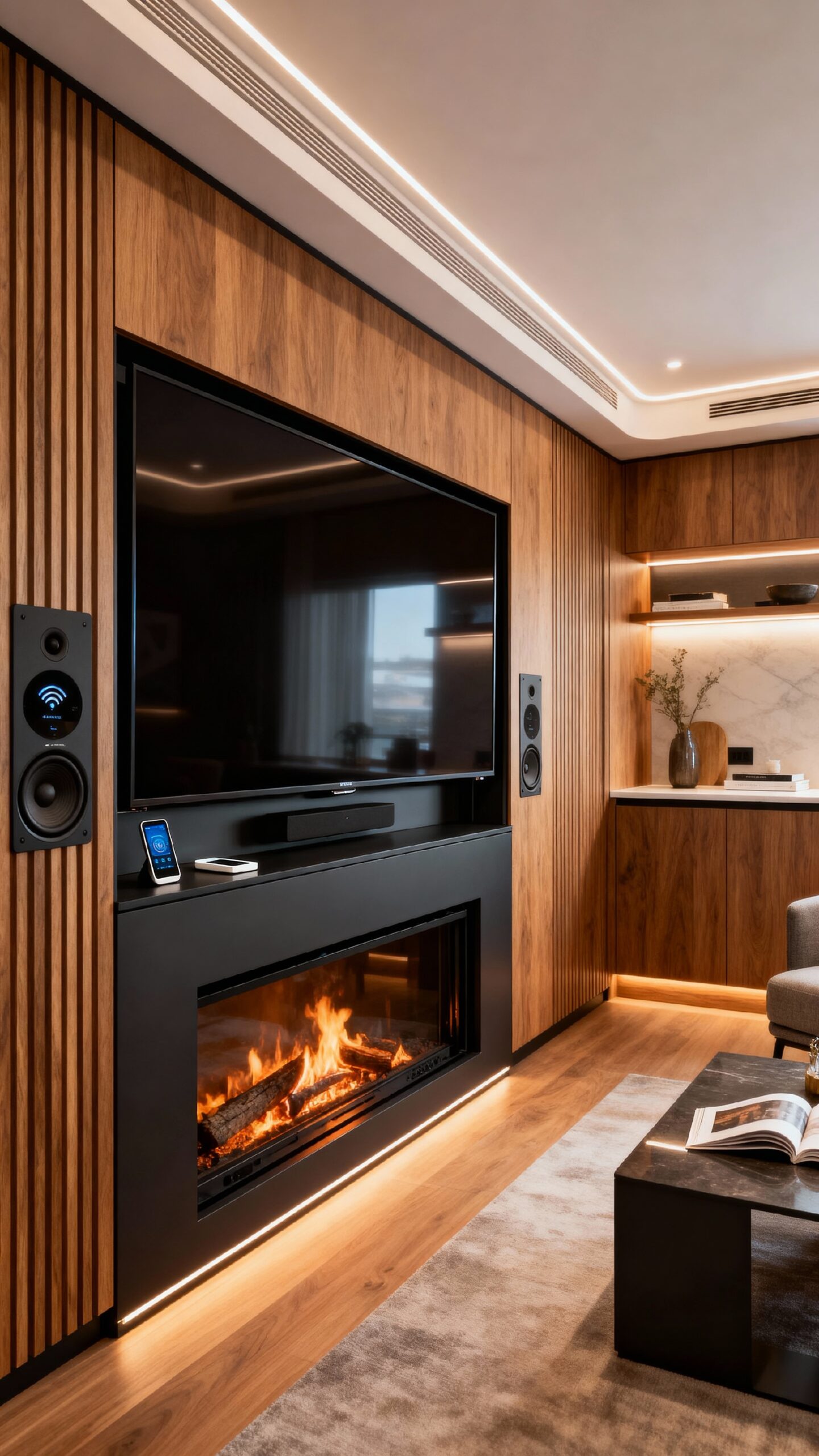 multifunctional smart electric fireplaces with hidden features