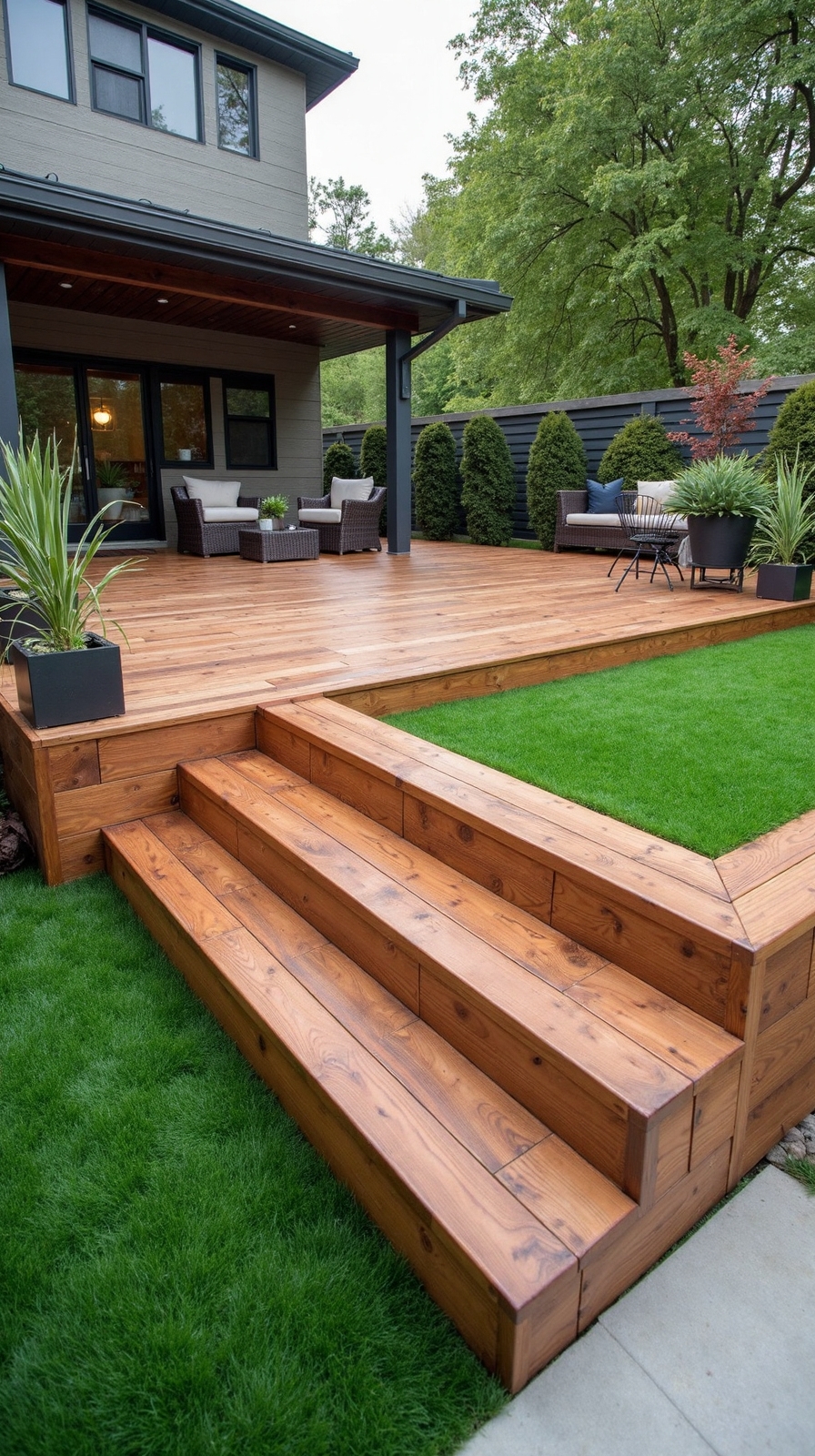 multilevel deck artificial turf integration