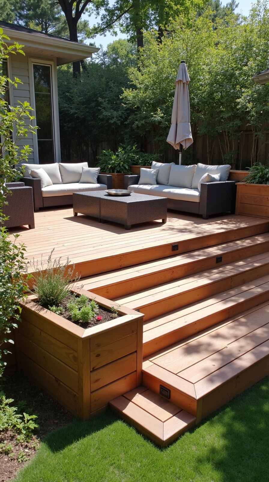 multilevel decks with integrated storage
