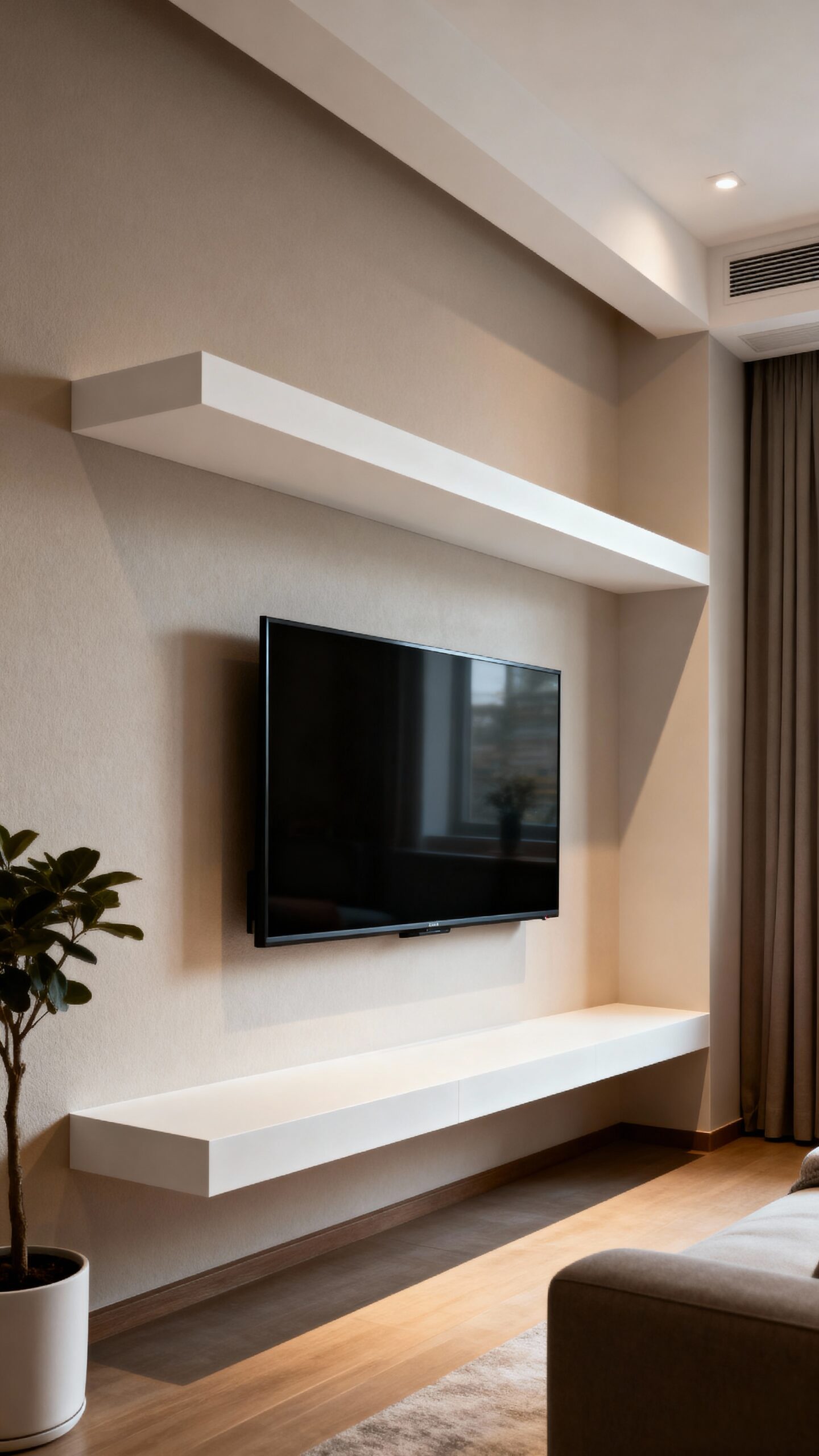 multipurpose floating shelves with tv mount