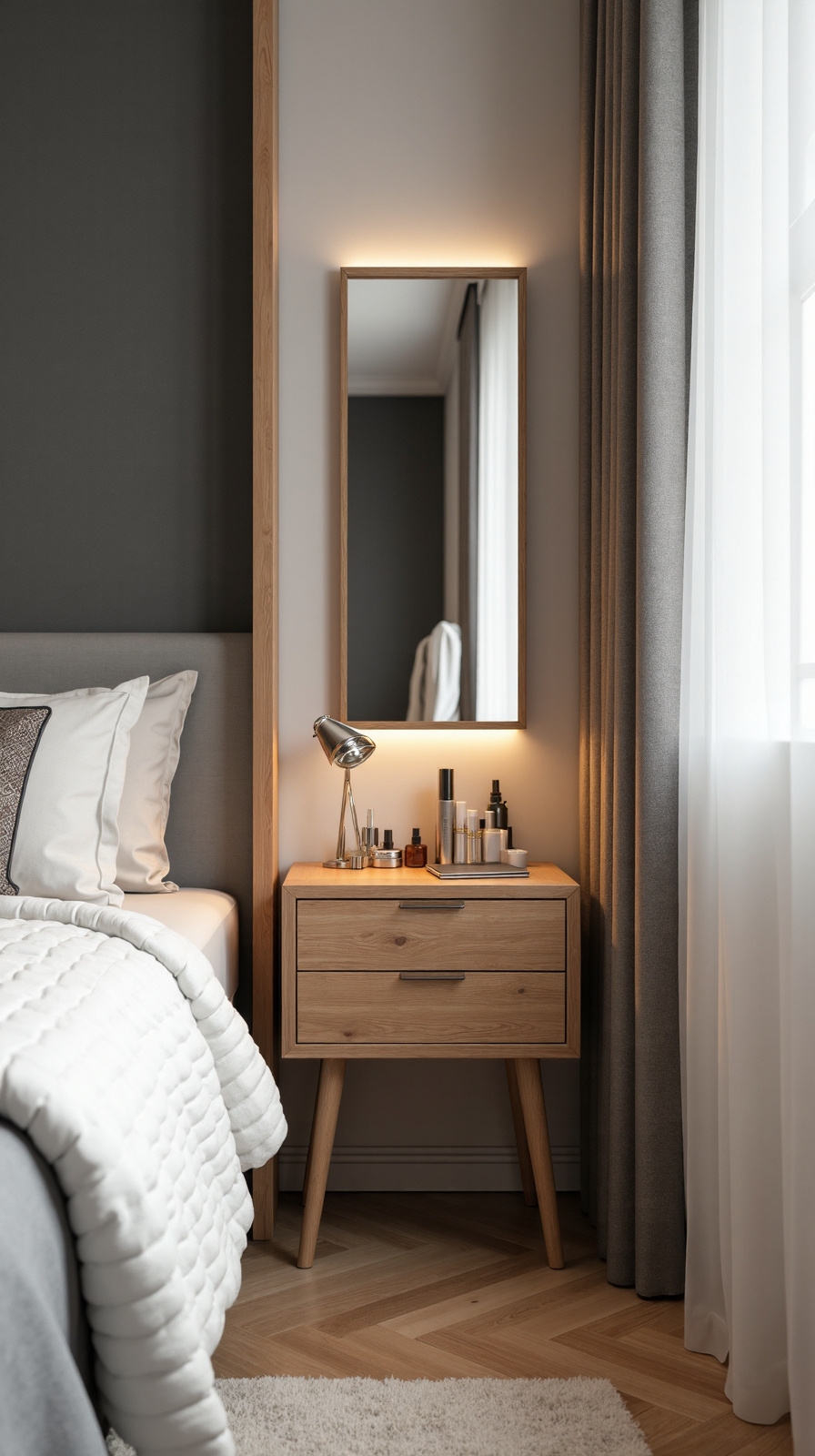 multipurpose nightstand vanity combo solution