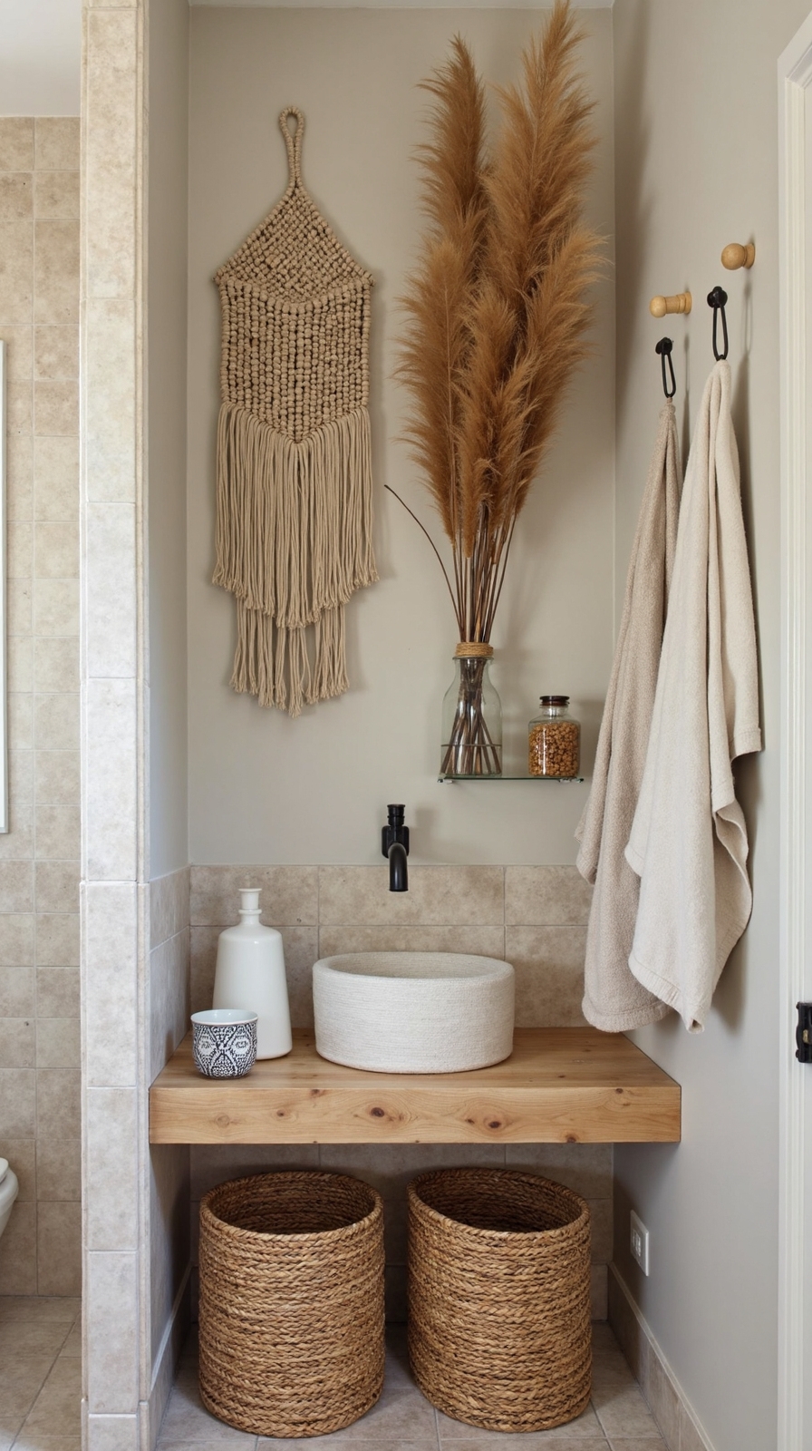 natural functional boho storage