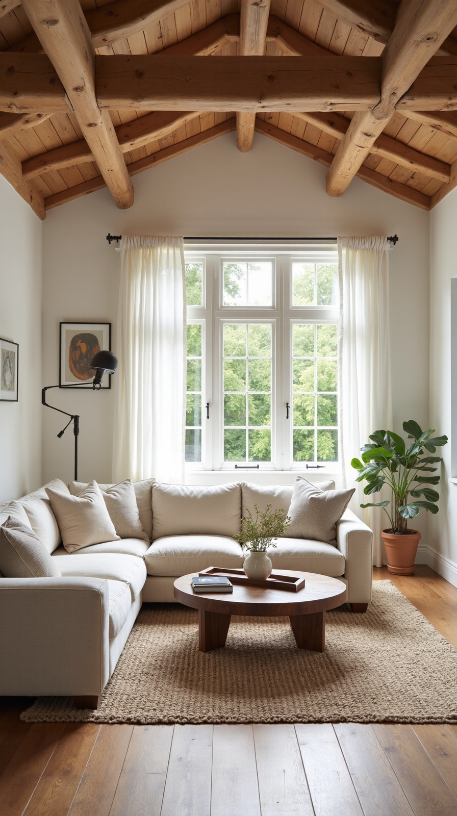 natural wood harmonious cream upholstery