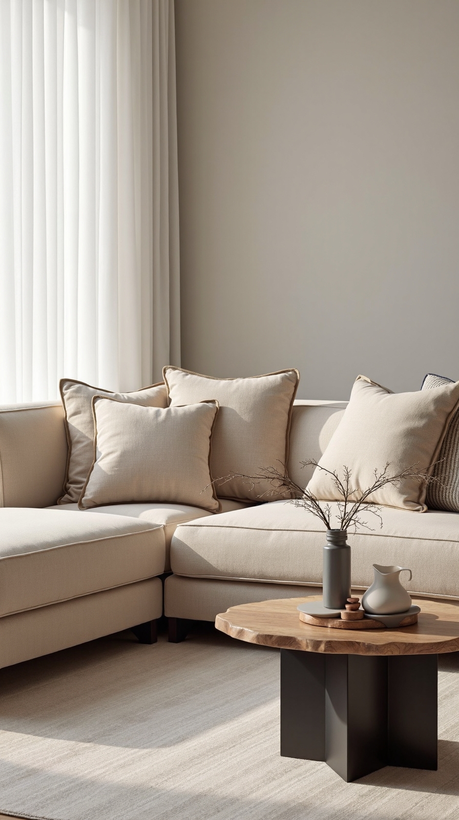 neutral multi material sophisticated visually engaging