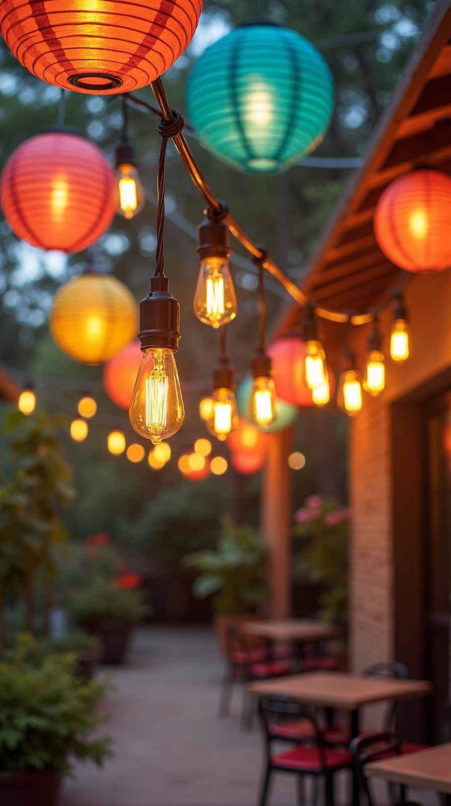nostalgic retro patio evening lighting