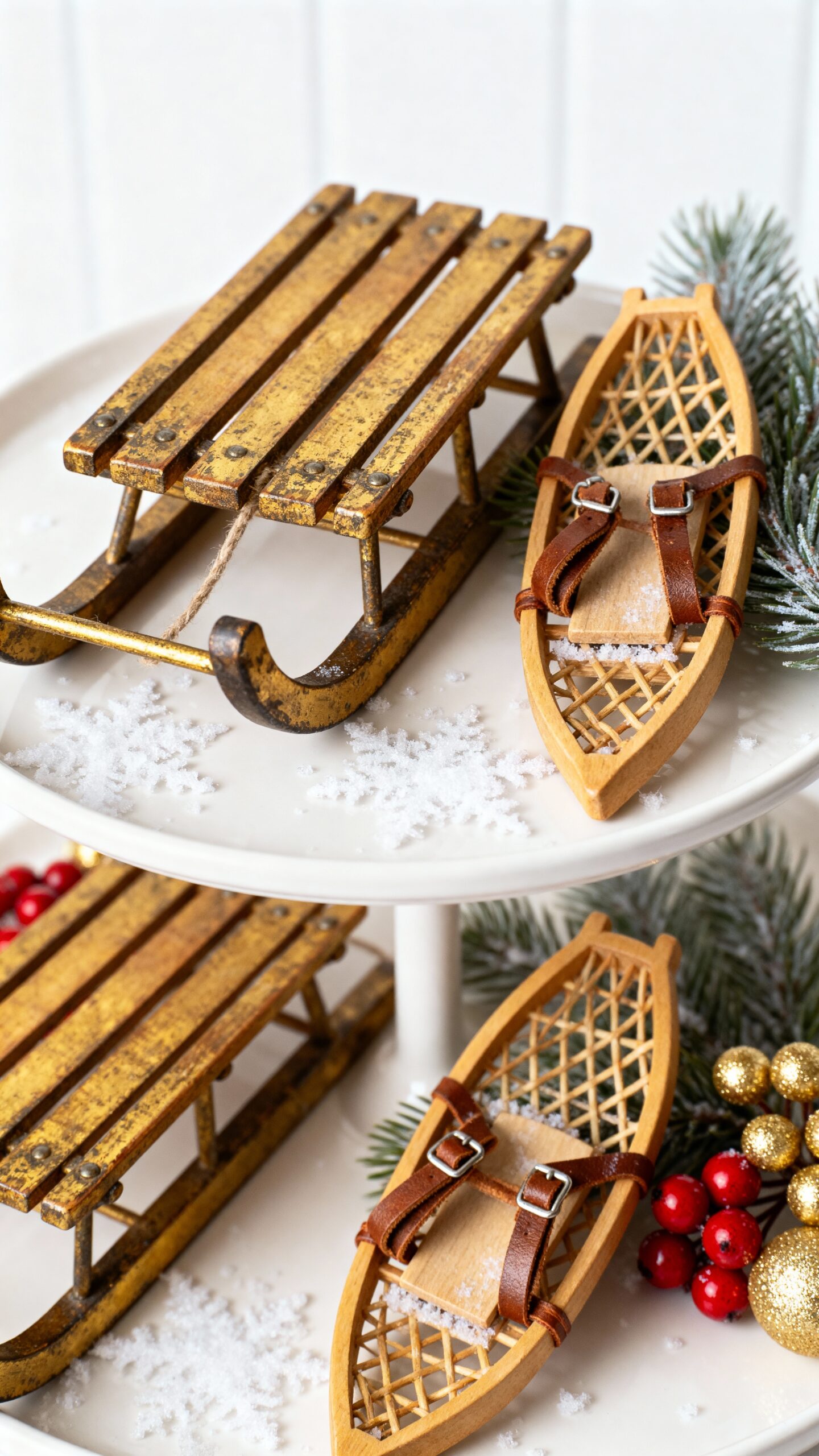 nostalgic rustic cozy winter tiered tray