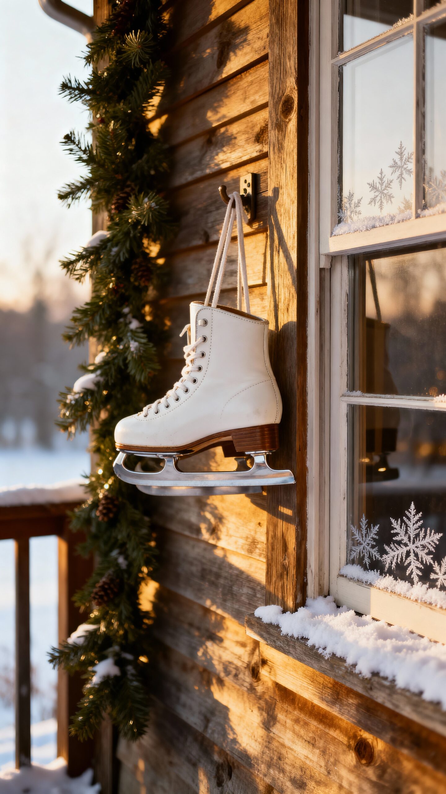 nostalgic winter decor with vintage skates