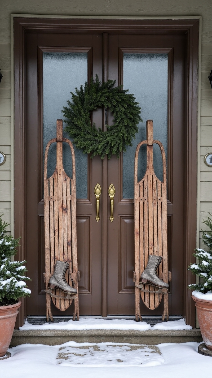 nostalgic winter door decor