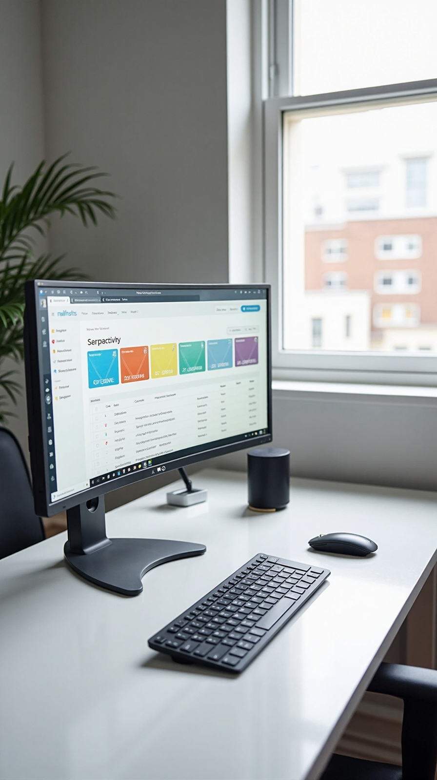 optimized dual monitor ergonomic workplace setup