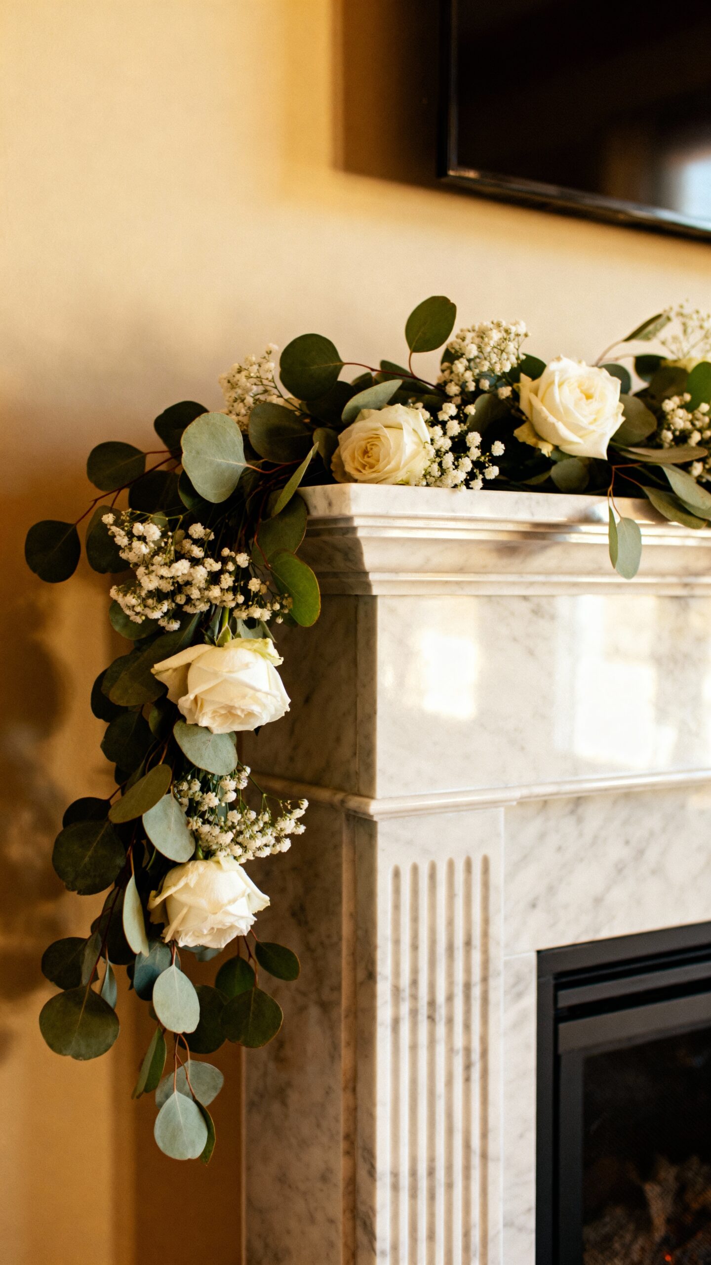 organic cascading fragrant floral mantle garland