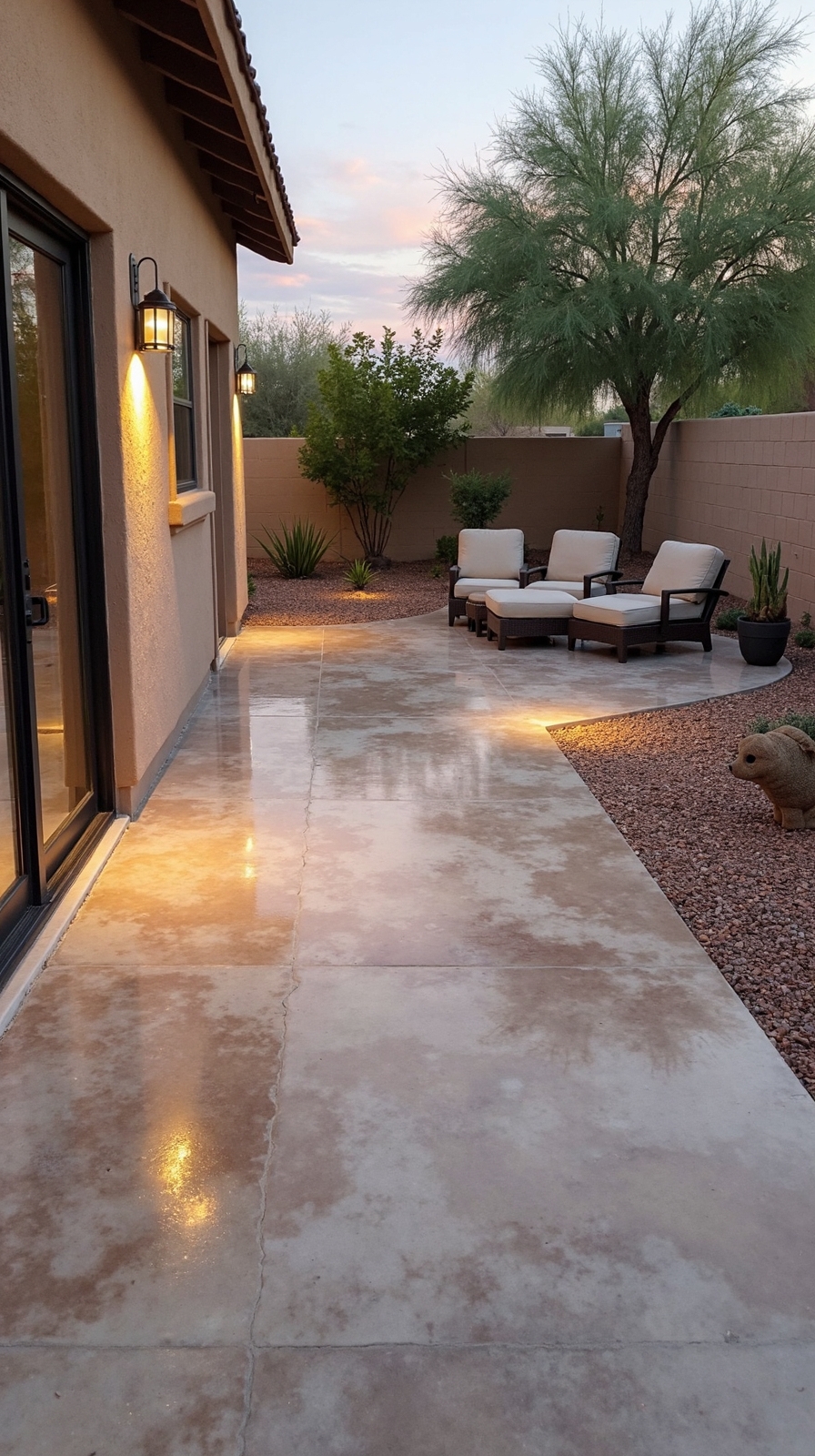 organic earth toned mottled acid stained concrete